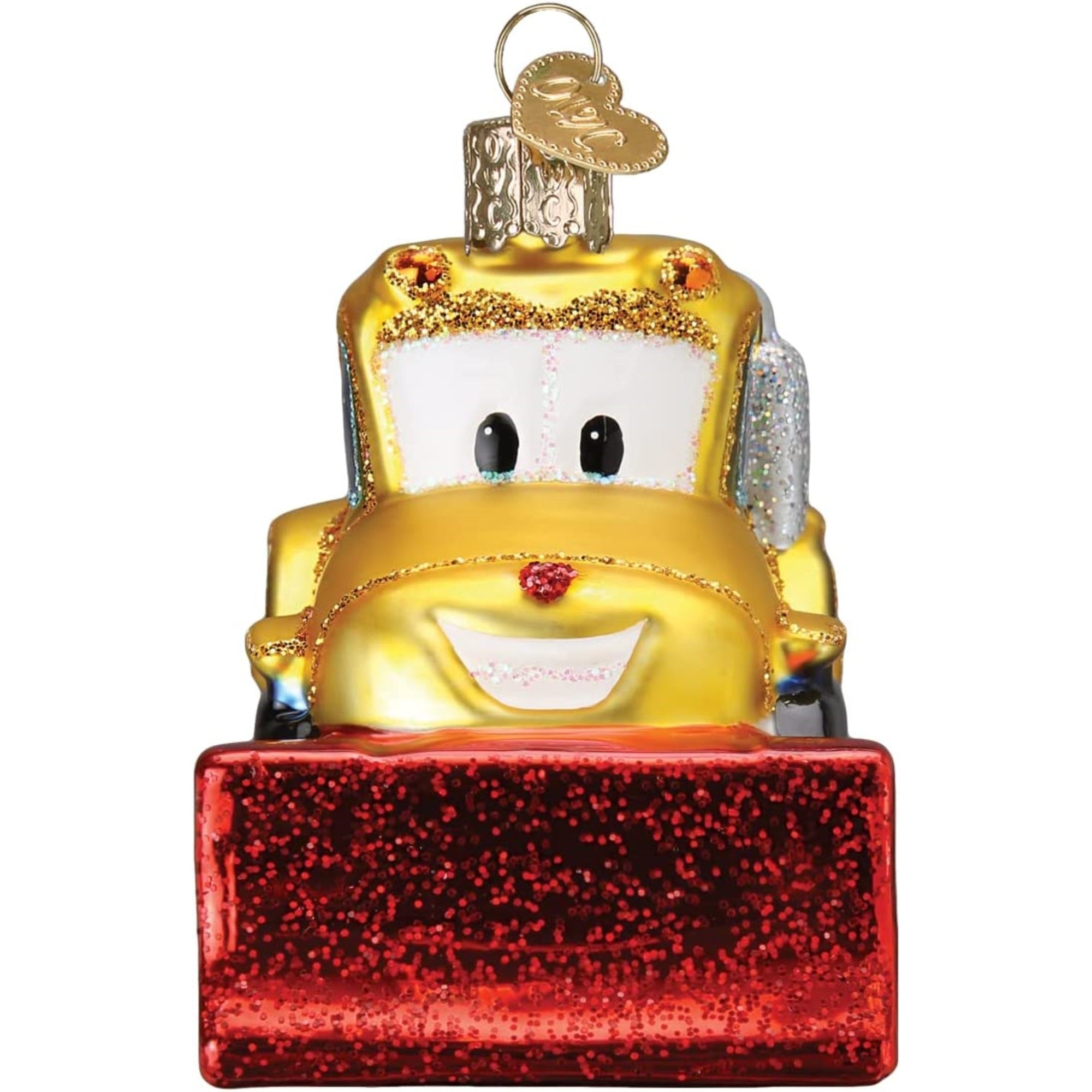 Old World Christmas Glass Blown Bright-Eyed Bulldozer Ornament, 3.5"