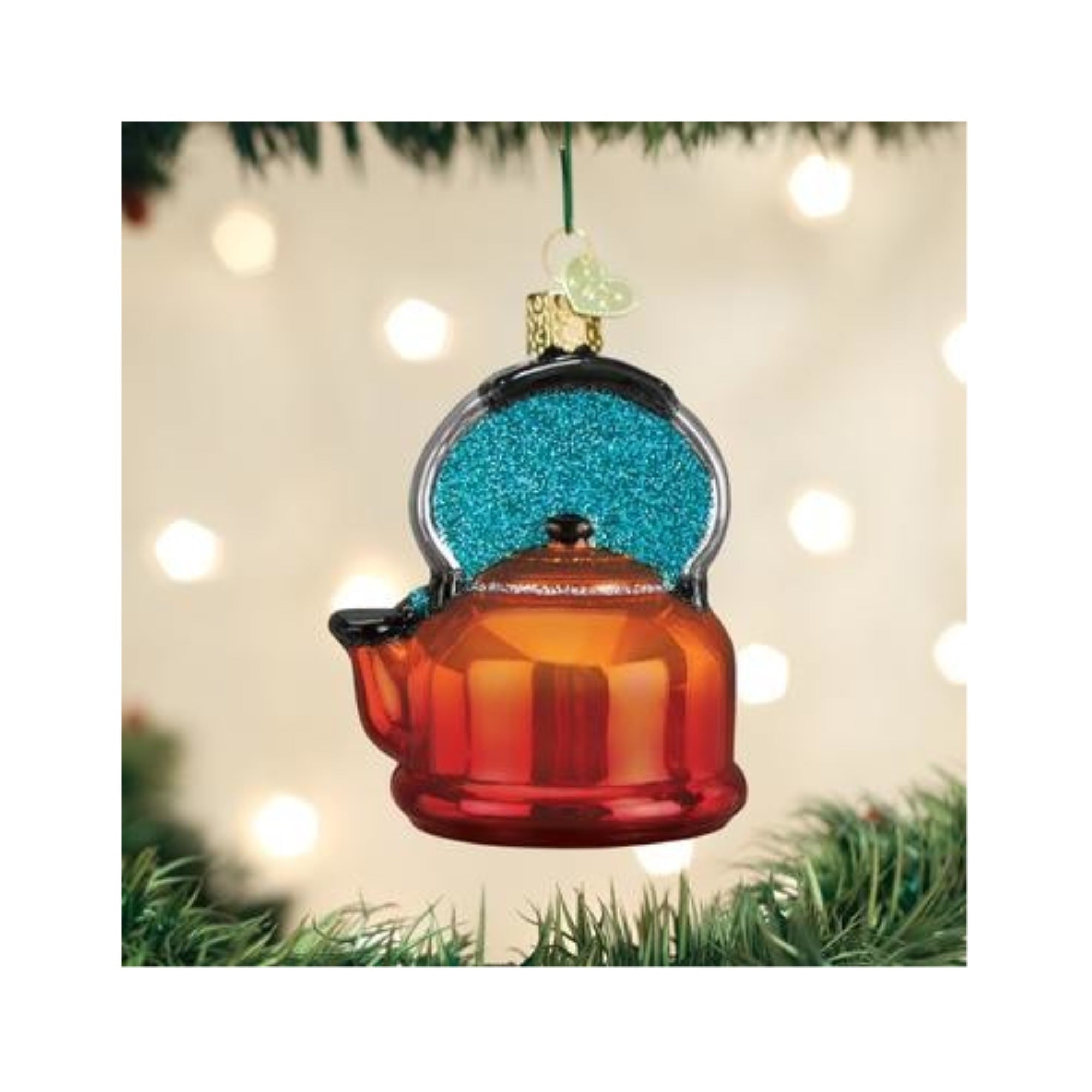 Old World Christmas Tea Kettle Glass Blown Ornament