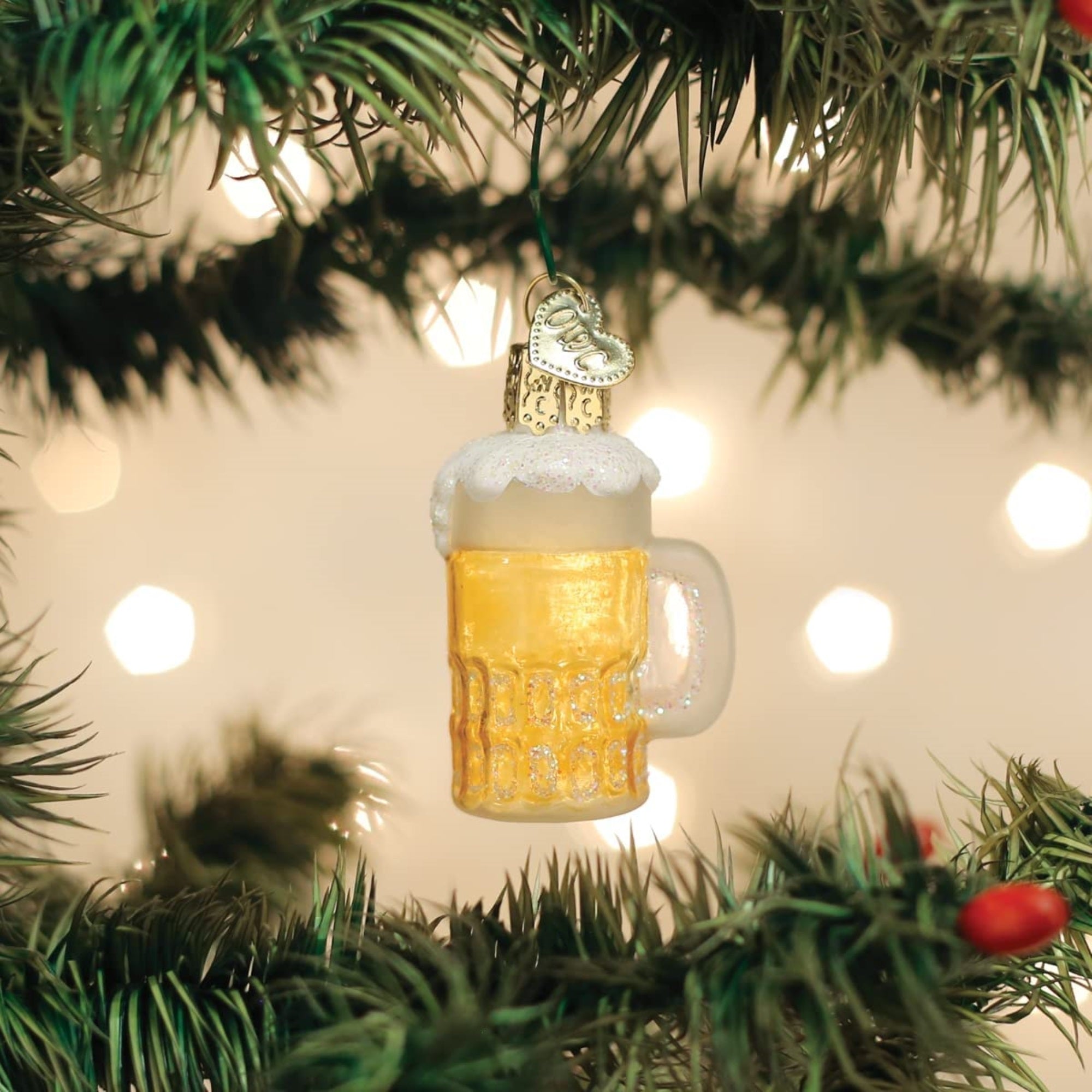 Old World Christmas Mini Blown Glass Mug of Beer Ornament, 2"