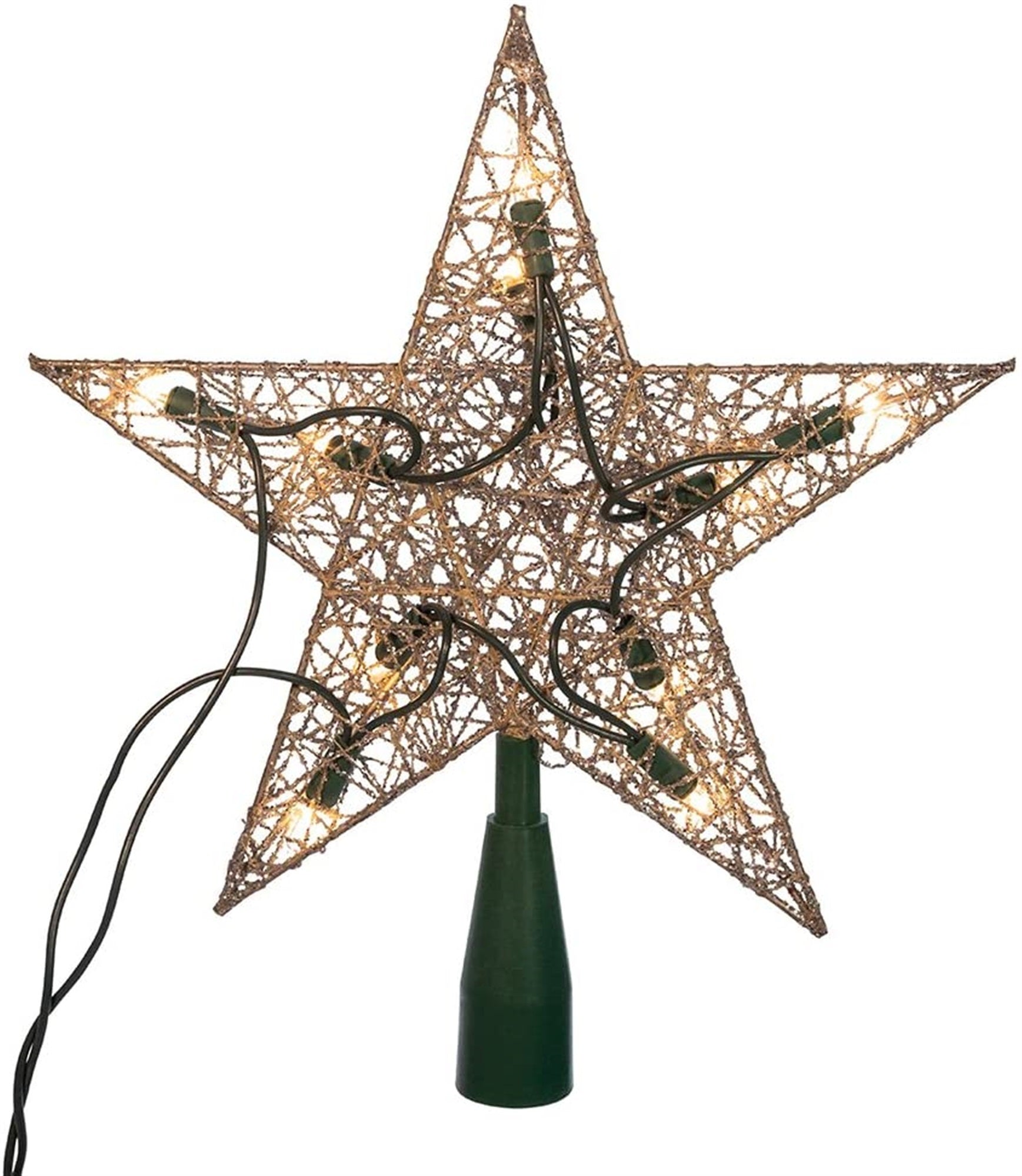 Kurt Adler (#UL0131S) Silver Wire Star Tree Topper w/ 10 Lights, 9"