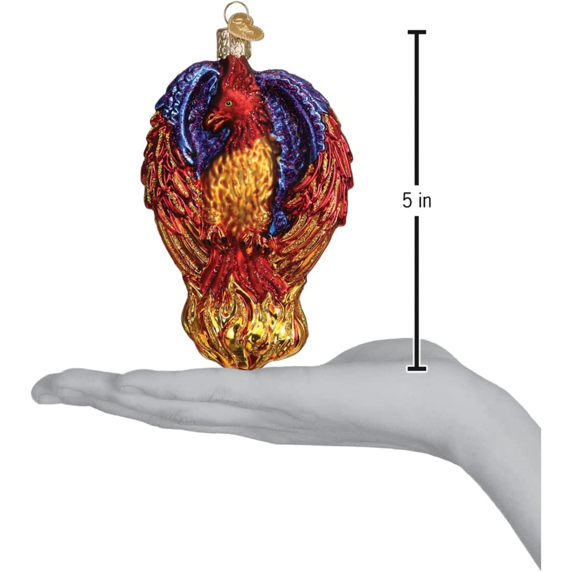 Old World Christmas Glass Blown Fiery Phoenix Ornament, 5"