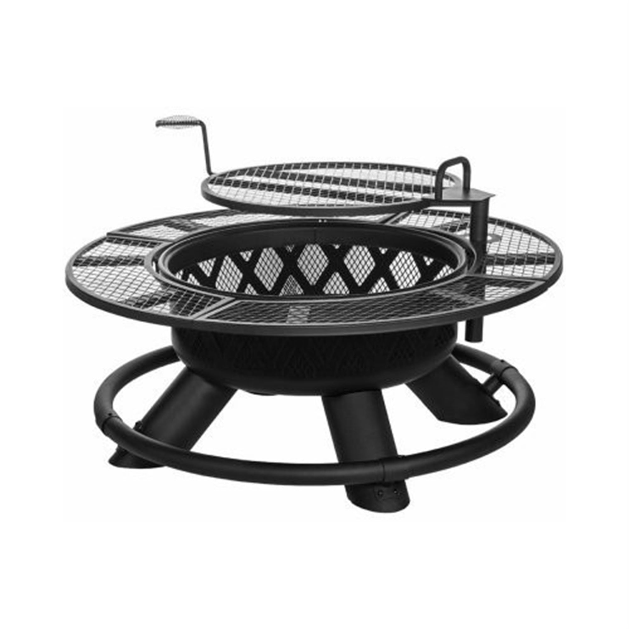 Shinerich Industrial Outdoor Metal Ranch Fire Pit With Grill, Black, 47"