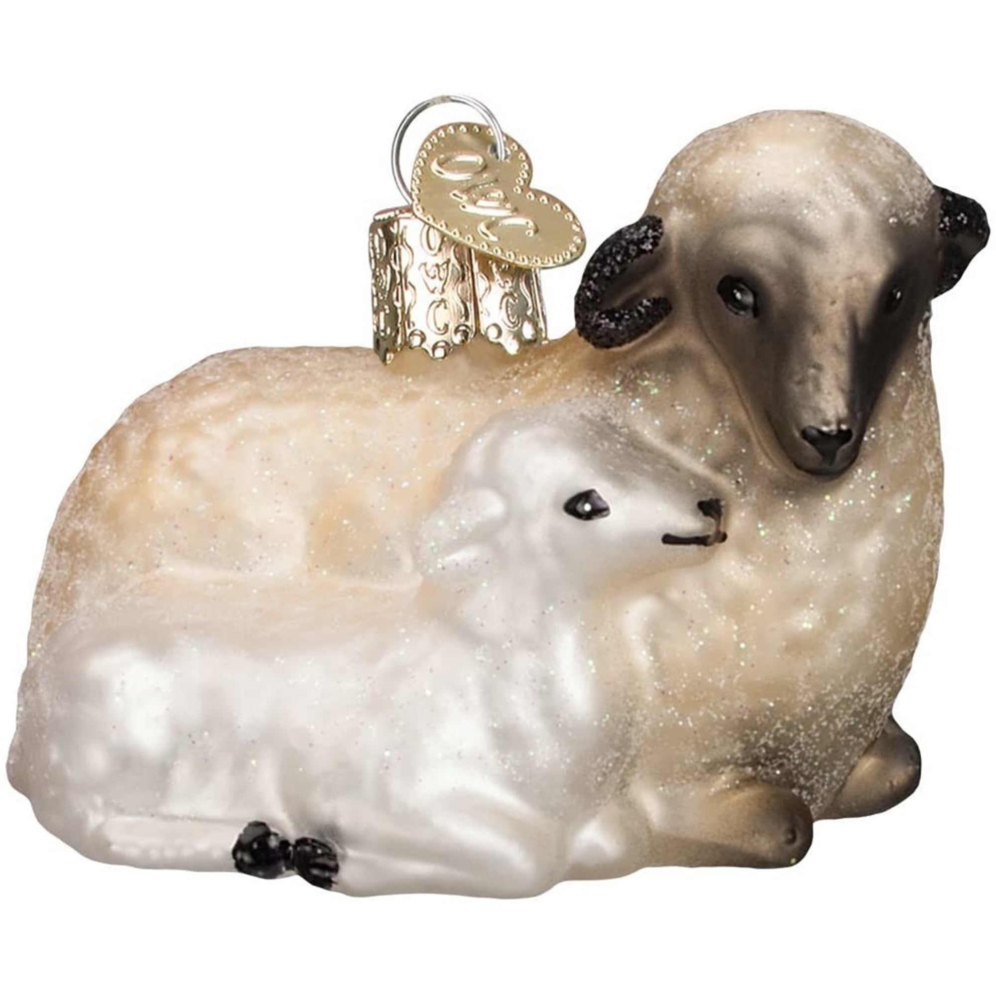 Old World Christmas Blown Glass Christmas Ornament, Sheep with Lamb