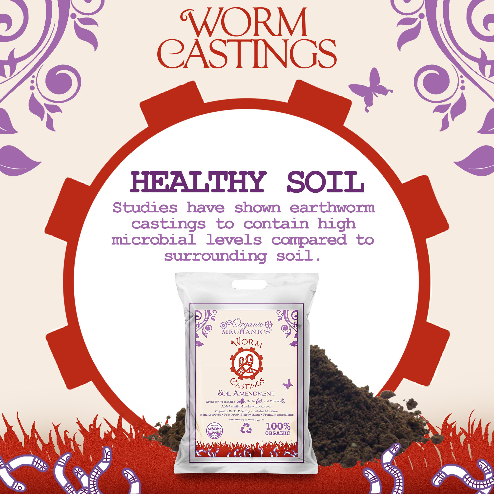 Organic Mechanics Worm Castings Soil Amendment