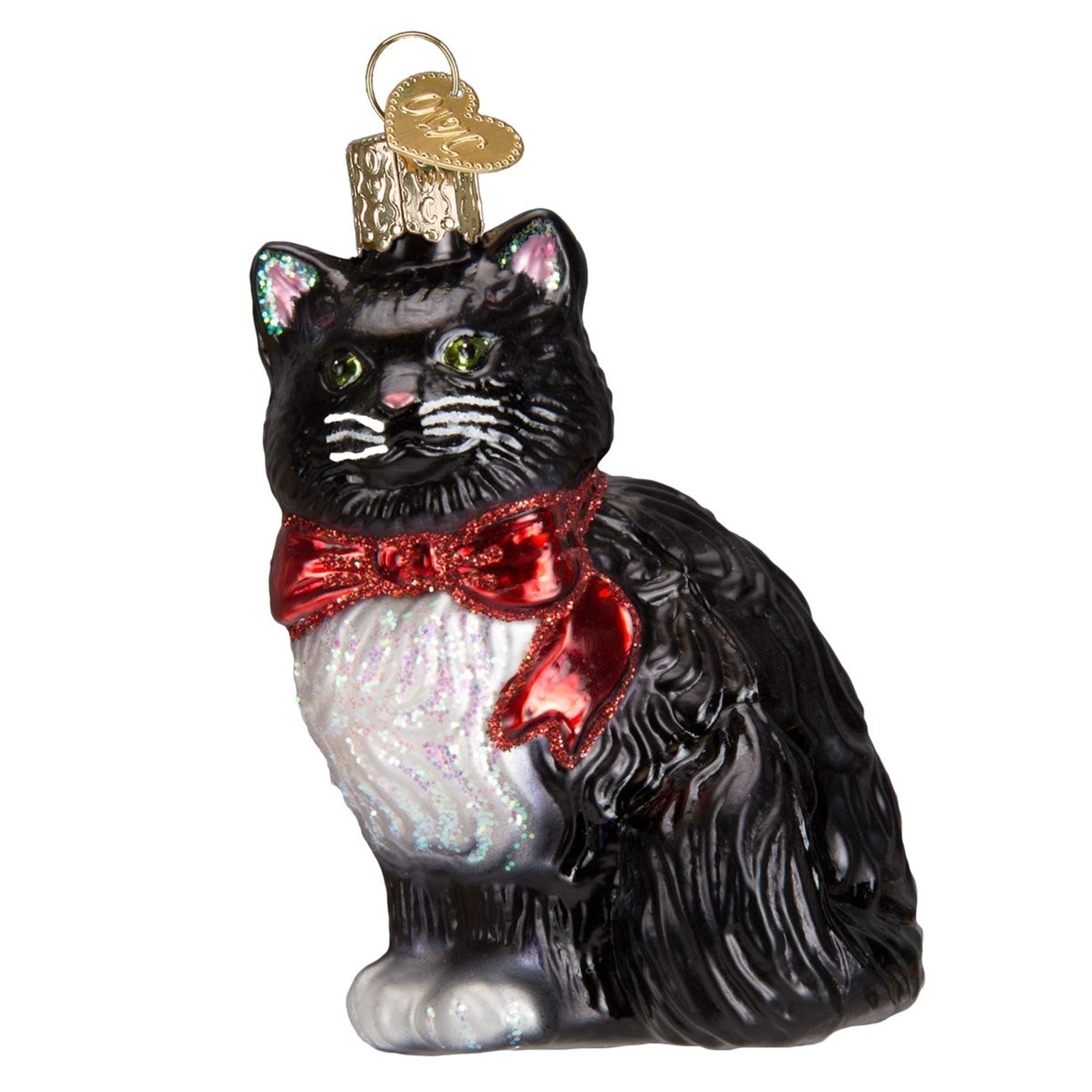 Old World Christmas Blown Glass Christmas Ornament, Tuxedo Kitty