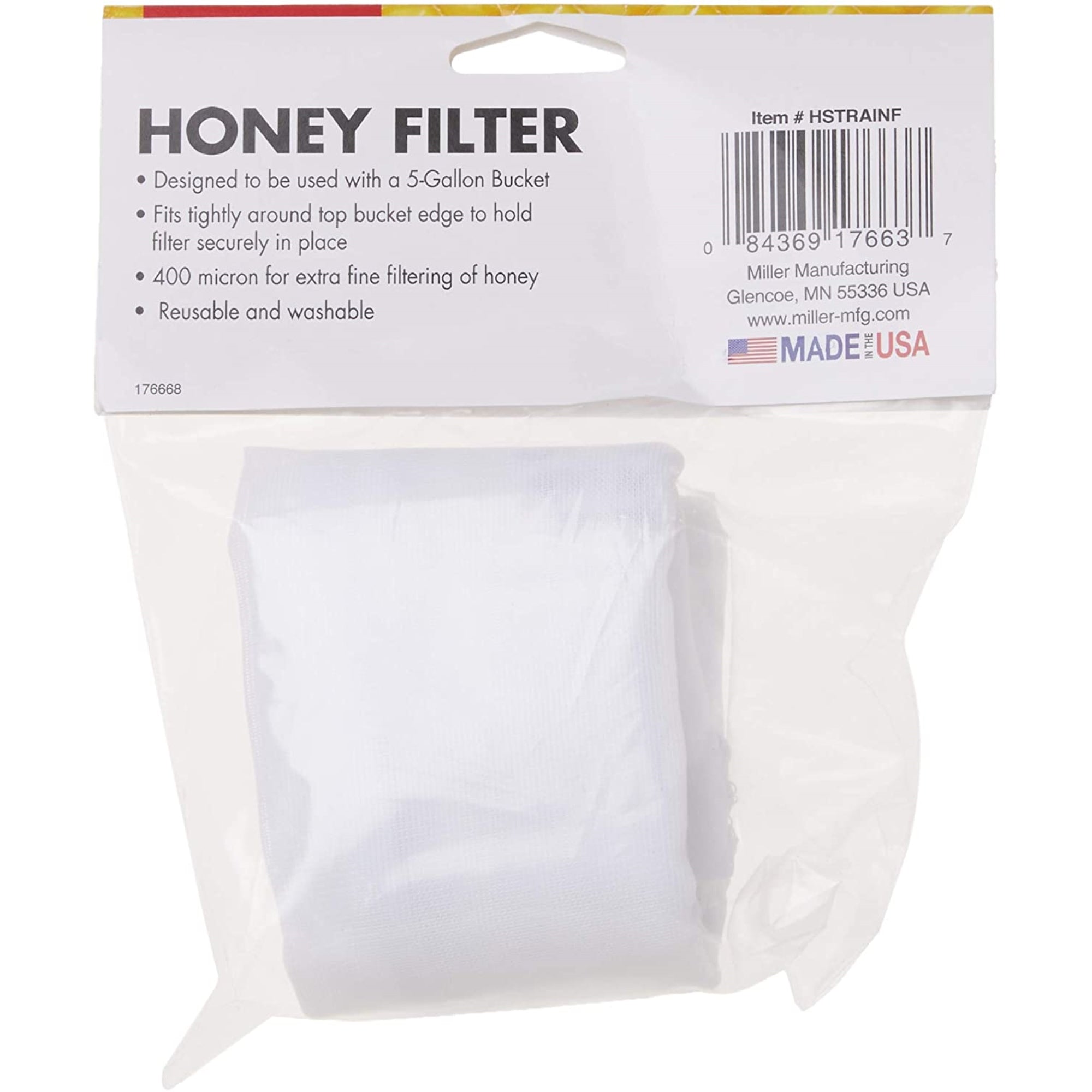 Little Giant Farm & Agriculture Honey Filter For 5 Gallon Bucket, 400 Micron, Reusable