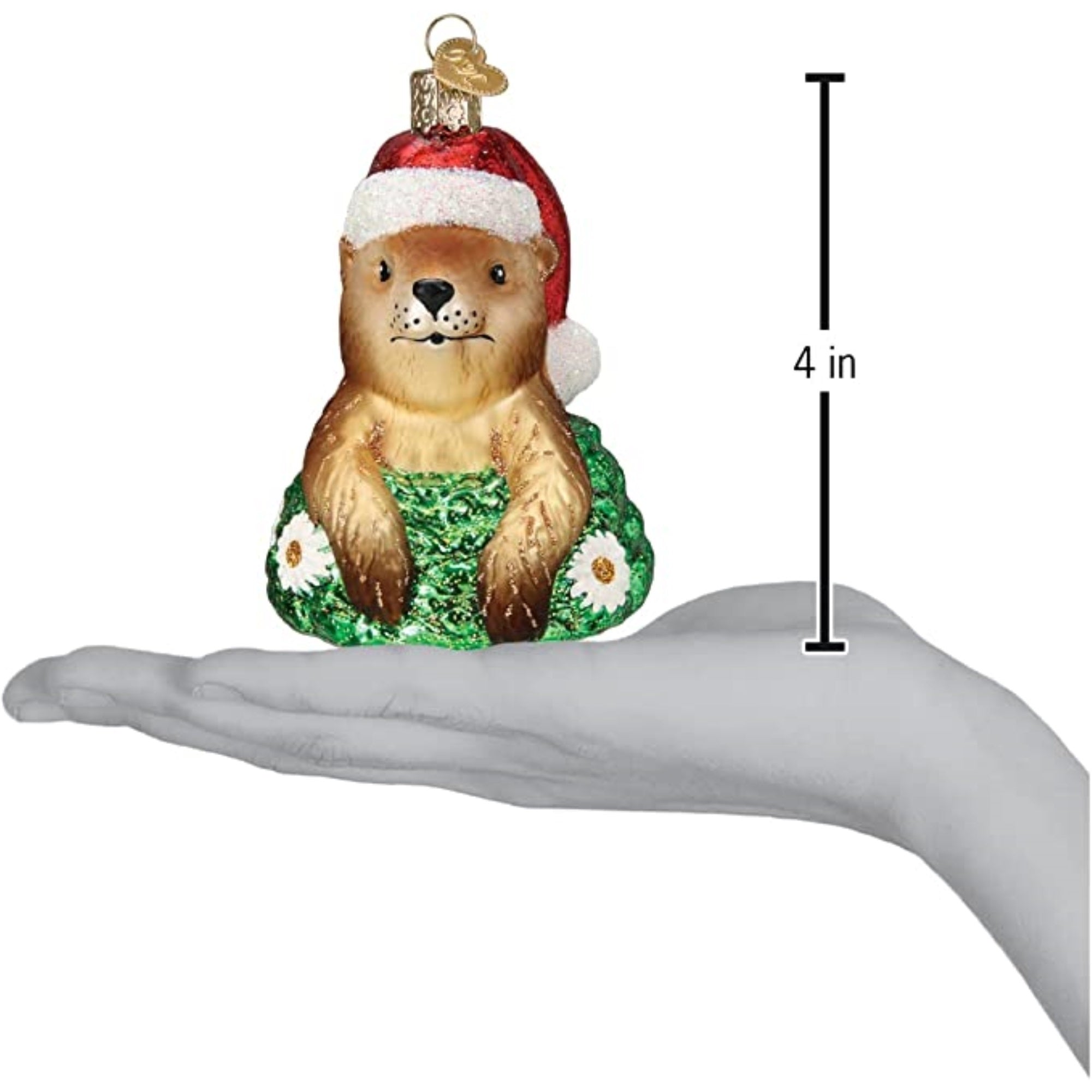 Old World Christmas Blown Glass Christmas Ornaments, Santa Groundhog