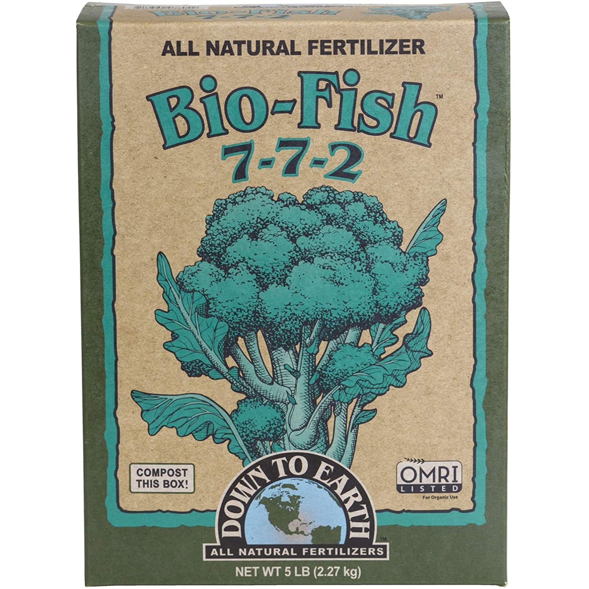 Down to Earth Organic Bio-Fish Fertilizer Mix 7-7-2, 5 lb