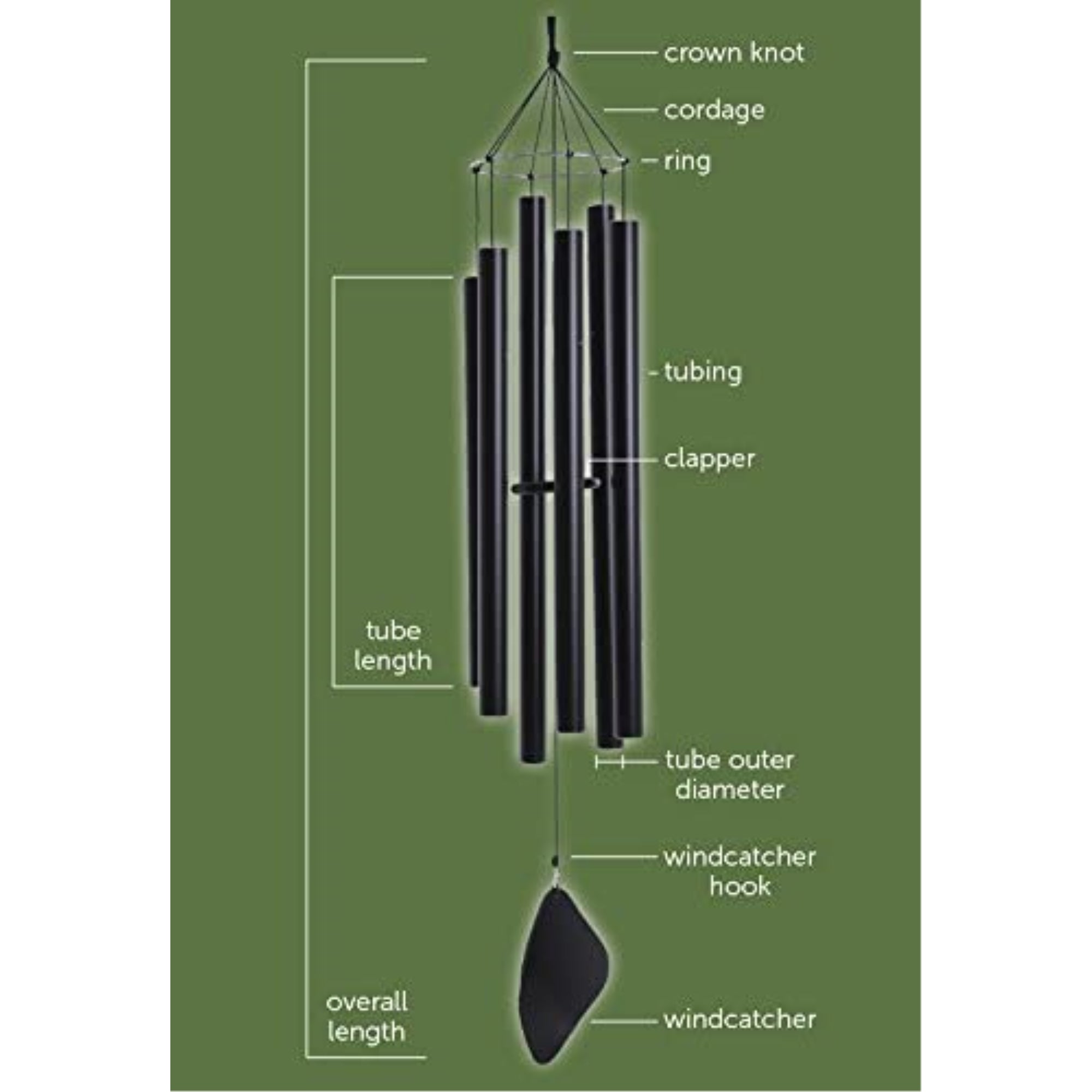 Music of the Spheres Pentatonic Soprano Windchime, Black, 30"