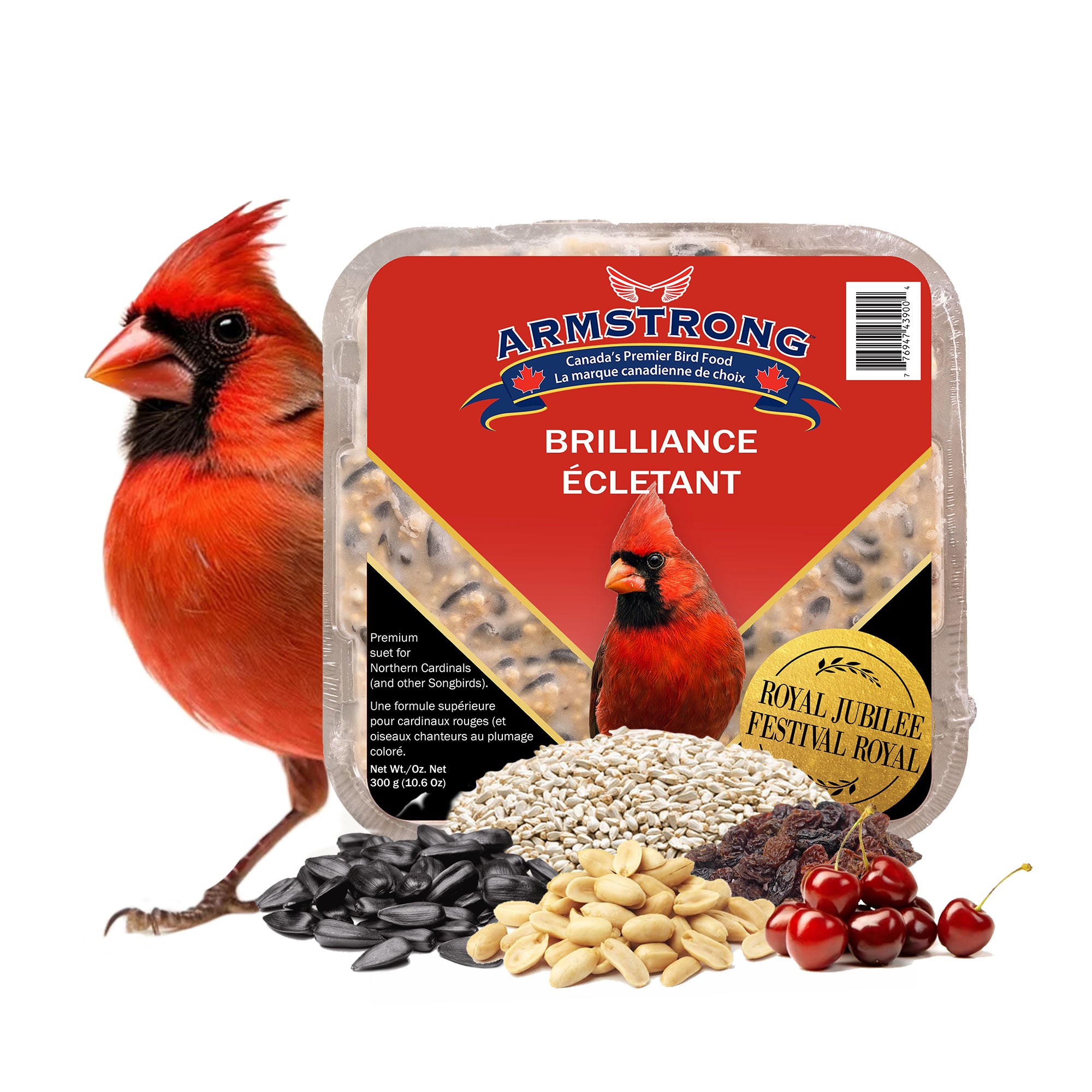 Armstrong Wild Bird Food Royal Jubilee Brilliance Suet Blend for Northern Cardinals, 10.6oz (Pack of 3)