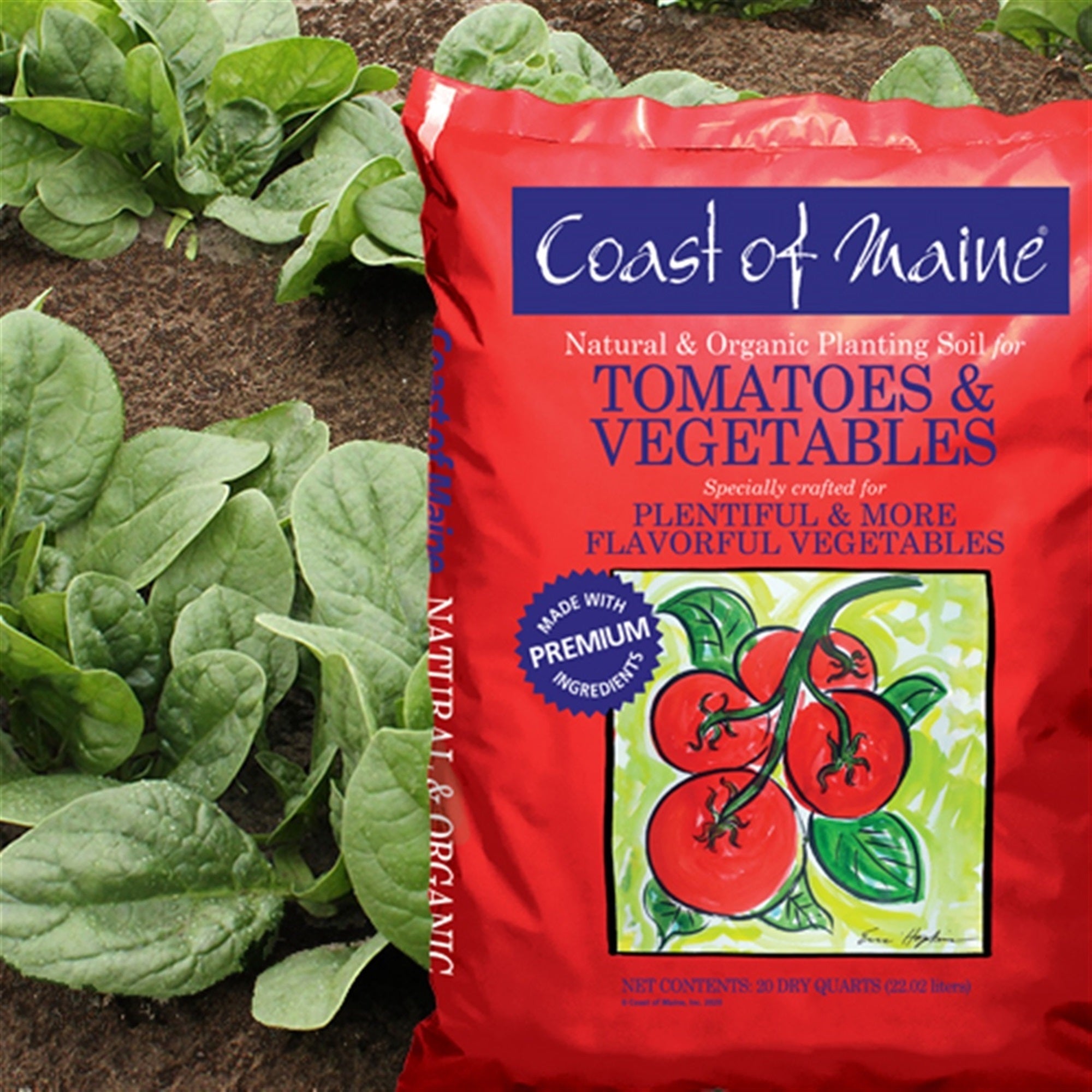 Coast of Maine Organic & Natural Planting Soil for Tomatoes & Vegetables, 20 QT