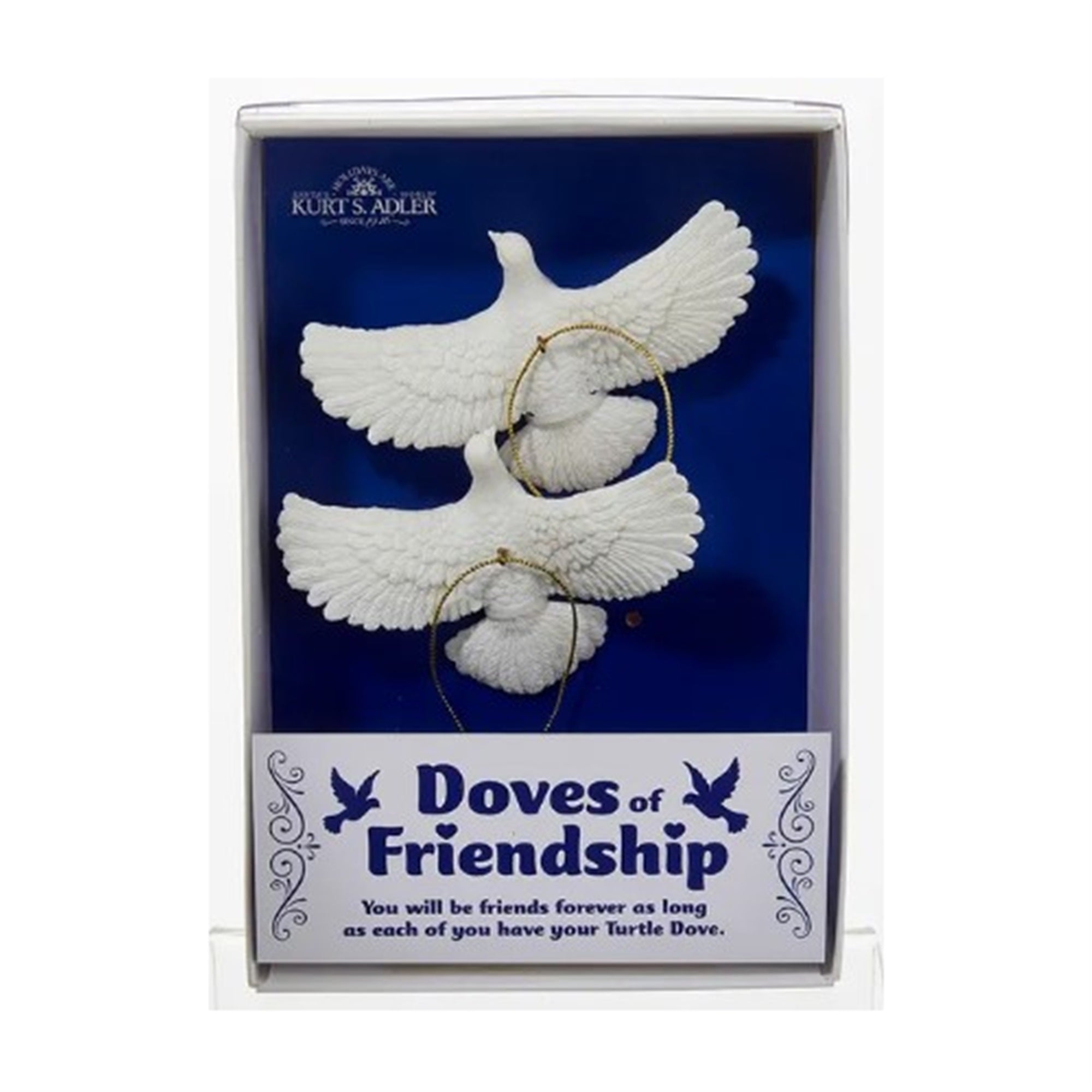 Kurt Adler (#C6699) Friendship Turtle Dove Hanging Ornaments, 4.5" 2-Piece Box Set