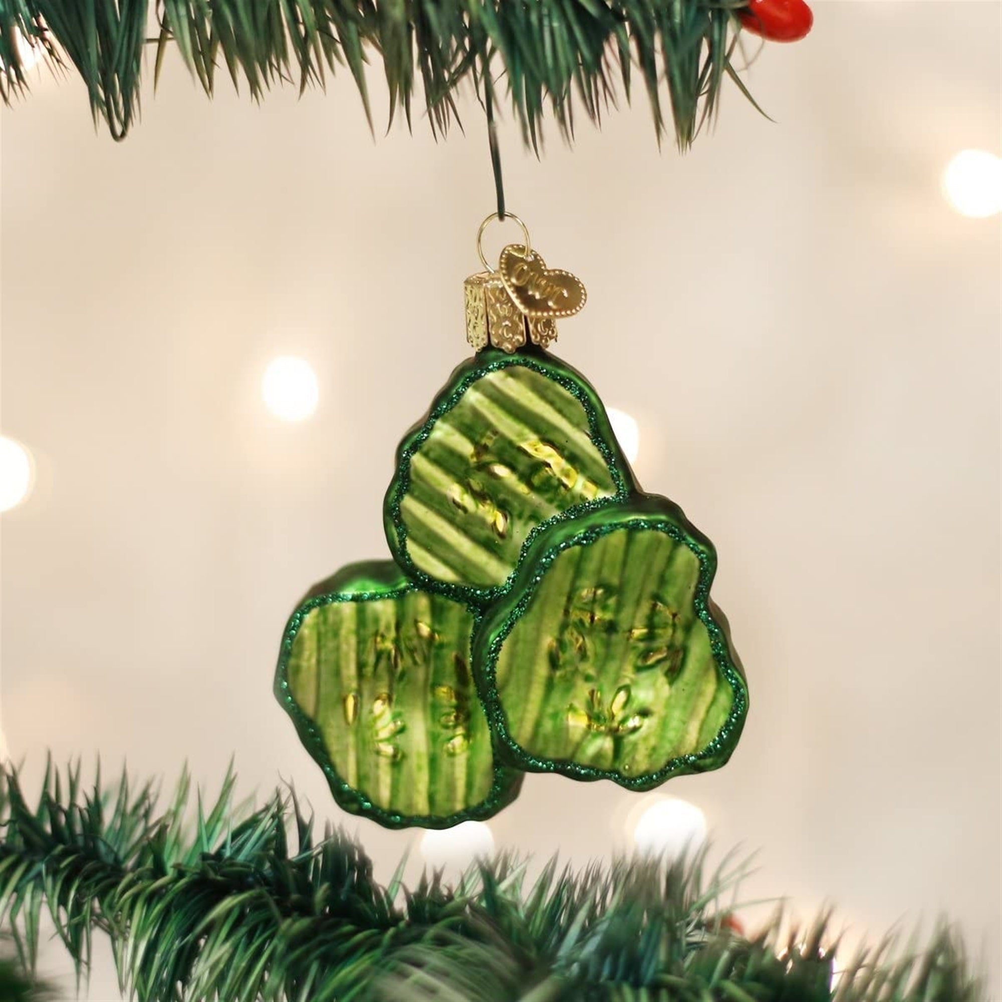 Old World Christmas Pickle Chips Glass Blown Ornament