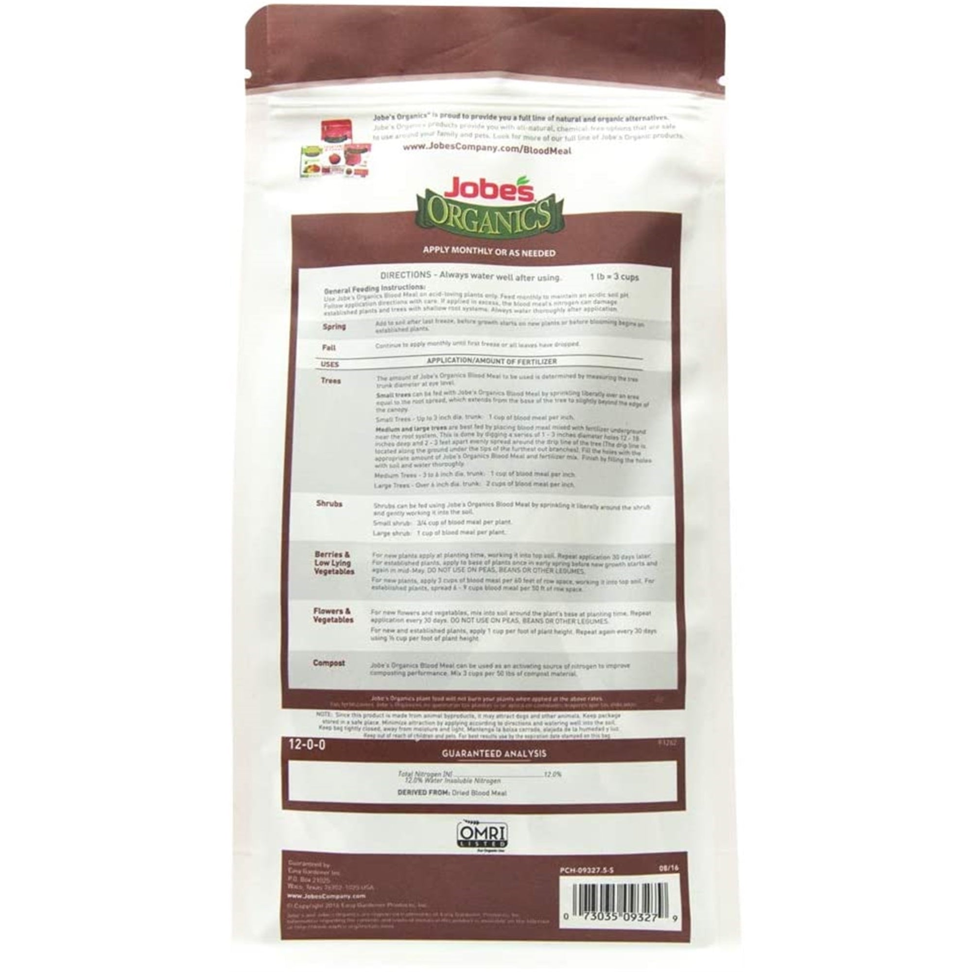 Jobe's Organics Blood Meal Soil Amendment, 3 lb