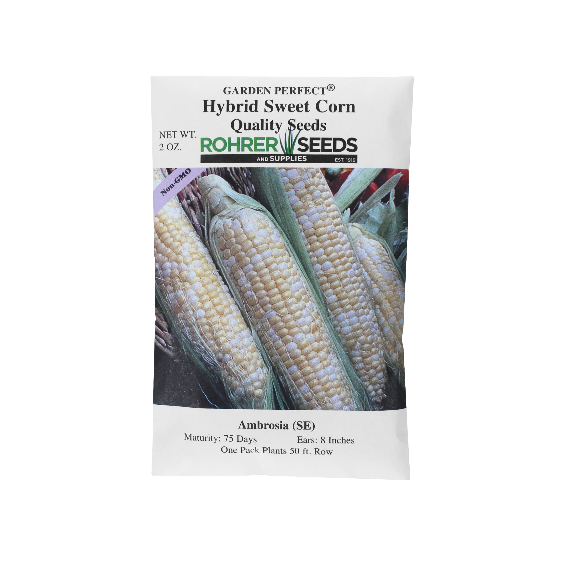 Rohrer Seeds Ambrosia (SE) Hybrid Sweet Corn, 2oz Packet, Plants 150ft Row