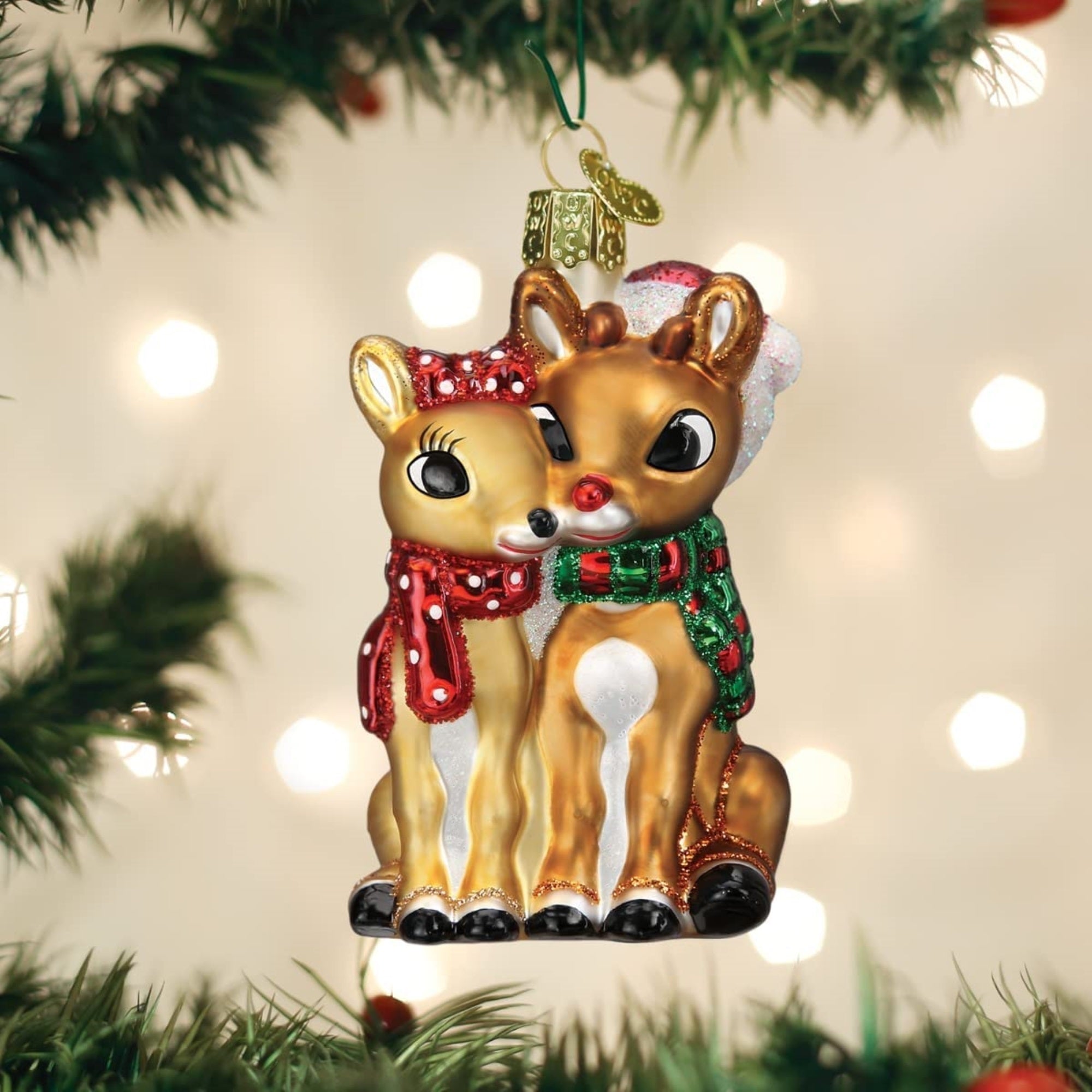 Old World Christmas Blown Glass Christmas Ornaments, Rudolph And Clarice