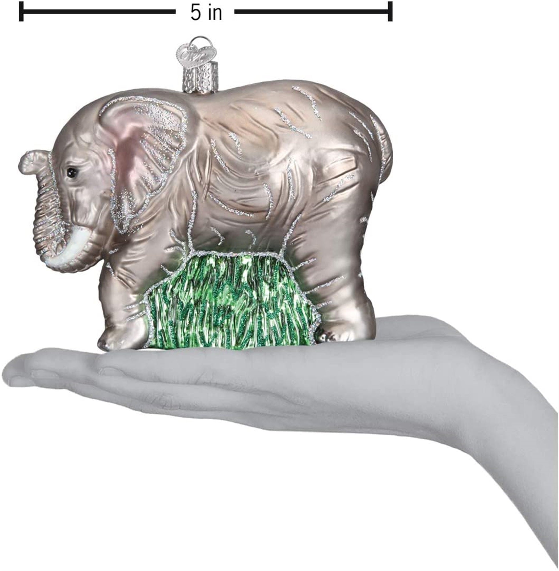 Old World Christmas Glass Blown Ornament Large Elephant, 5"