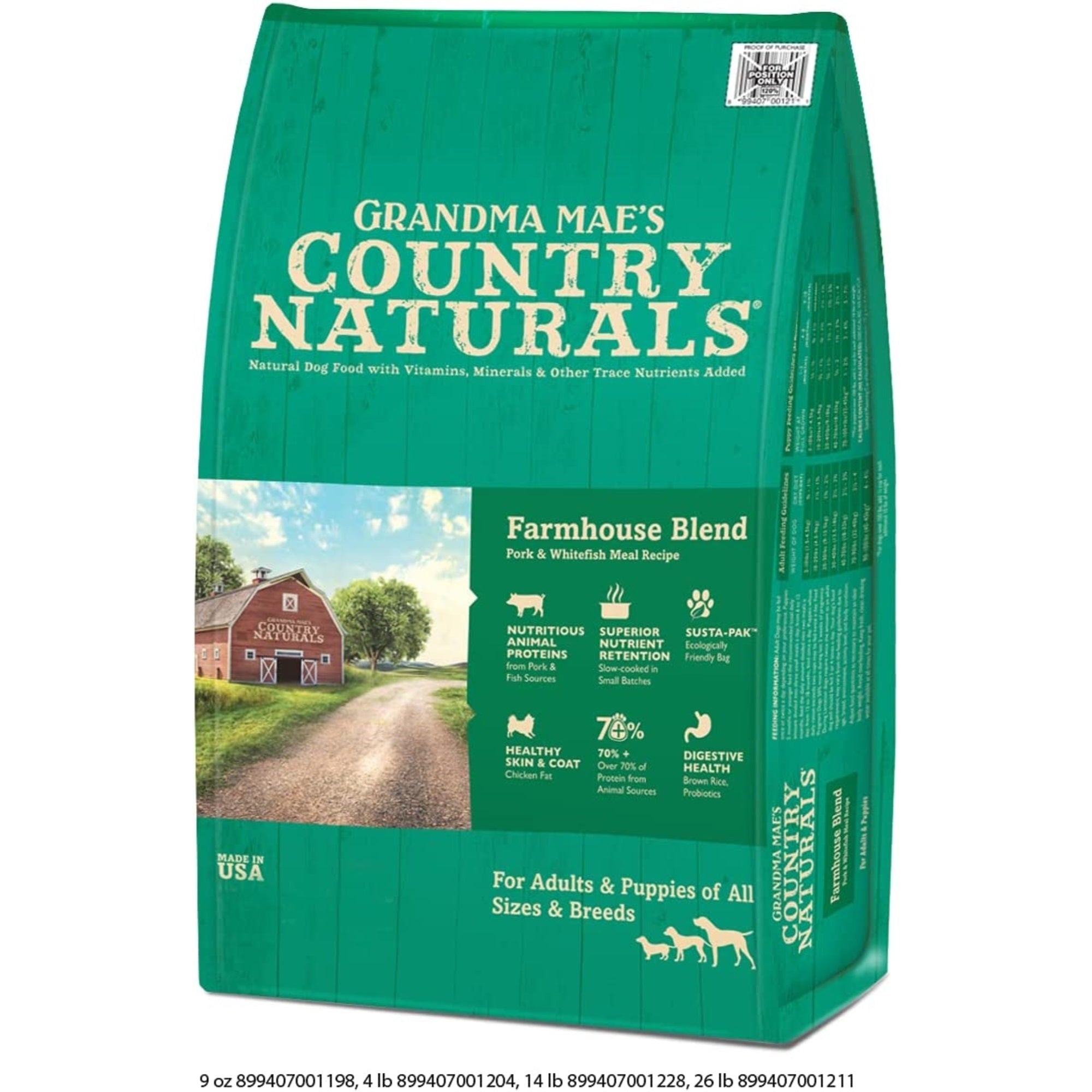 Grandma Mae's Country Naturals Farmhouse Blend Pork & Fish Entrée with Meat & Brown Rice, 14 LB
