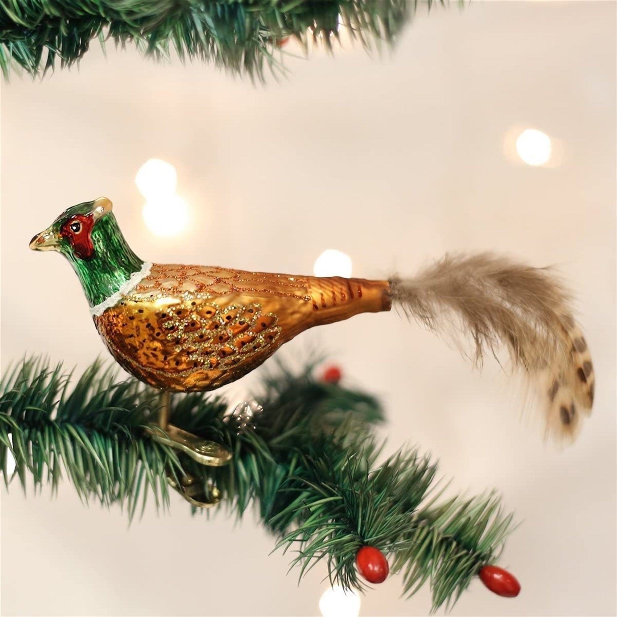 Old World Christmas Glass Blown Pheasant Ornament