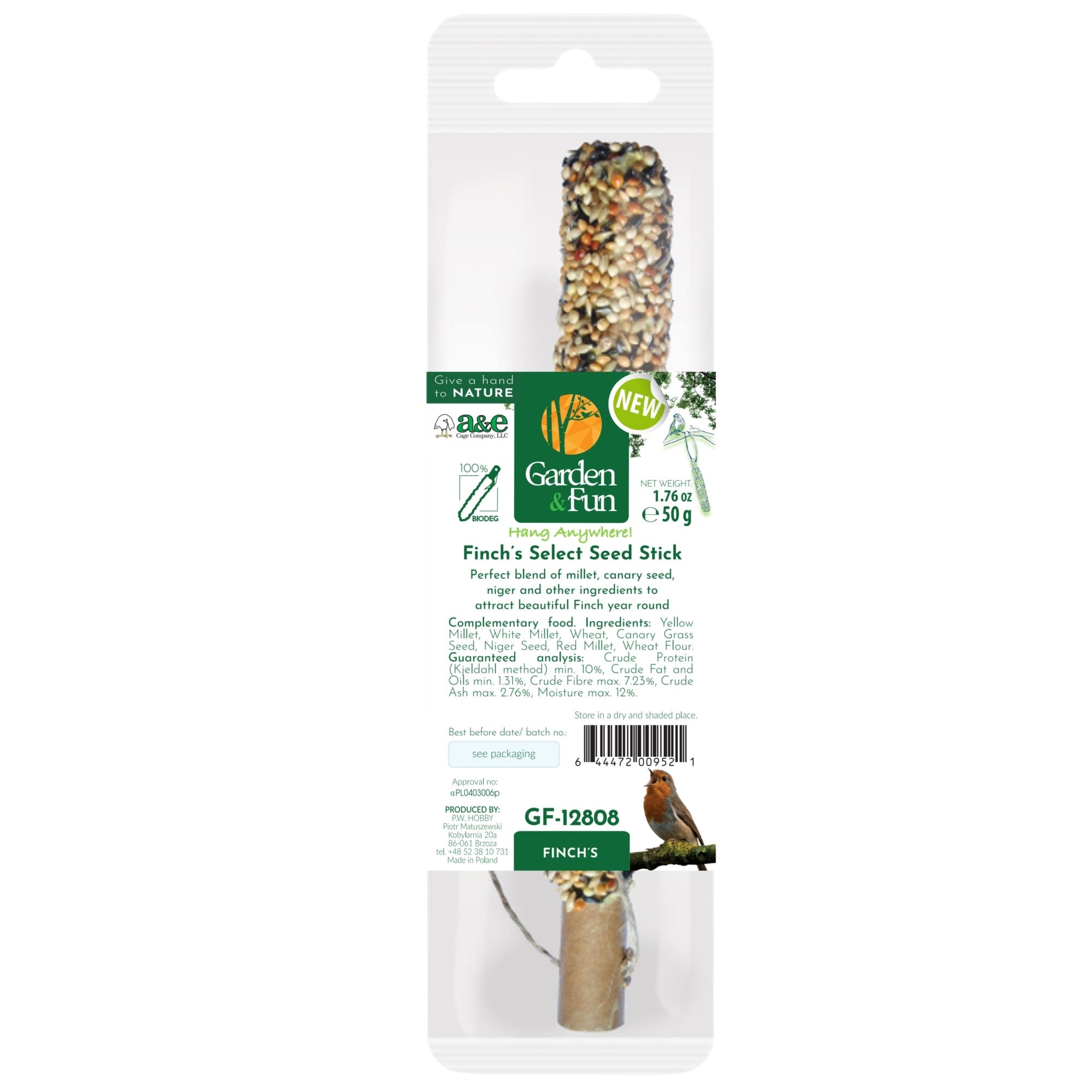 A & E Cage Smakers Wild Bird Seed Stick for Finches, 1.76oz