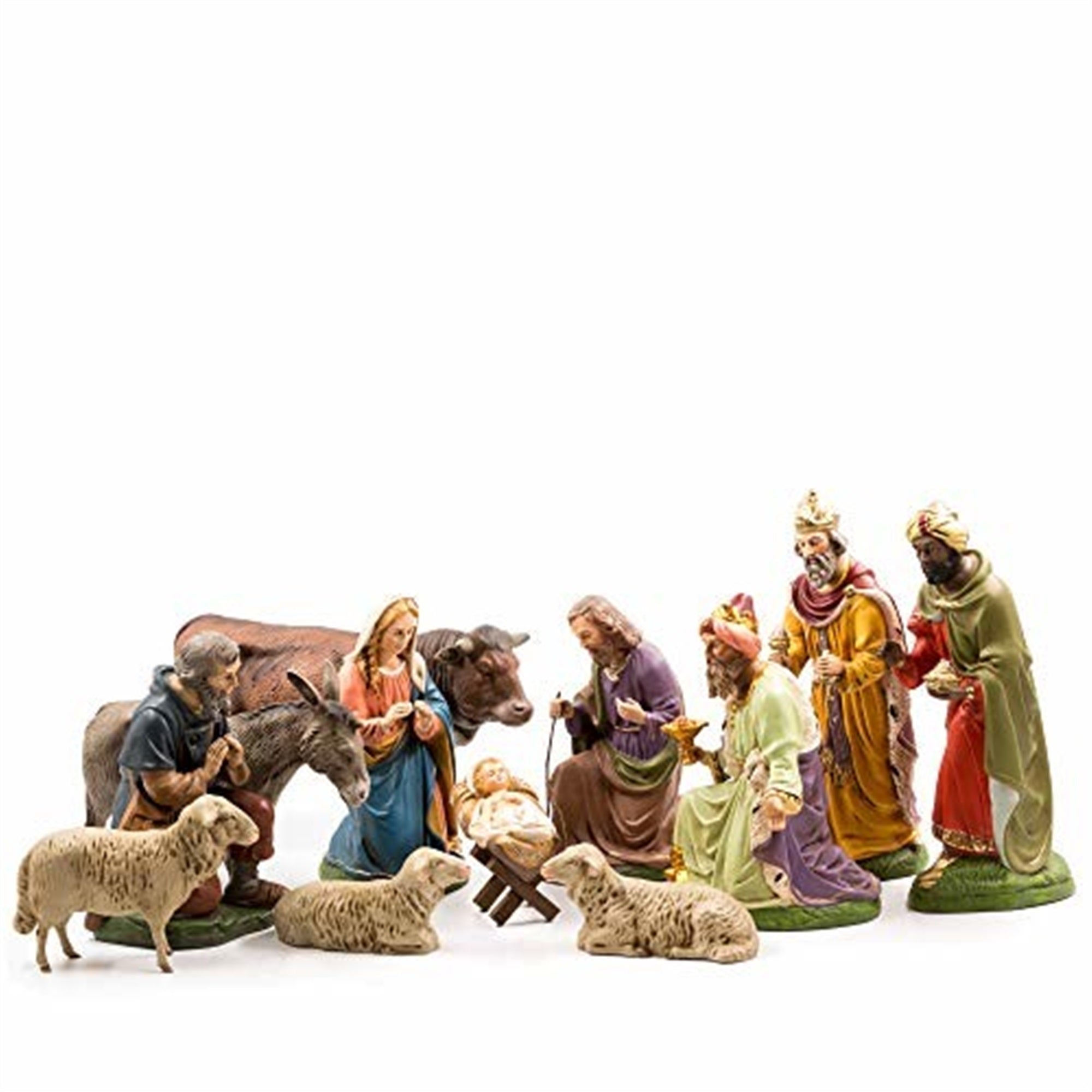 Marolin Manufaktur 12-Piece Nativity Set, Figures with Infant Jesus, 4.5"
