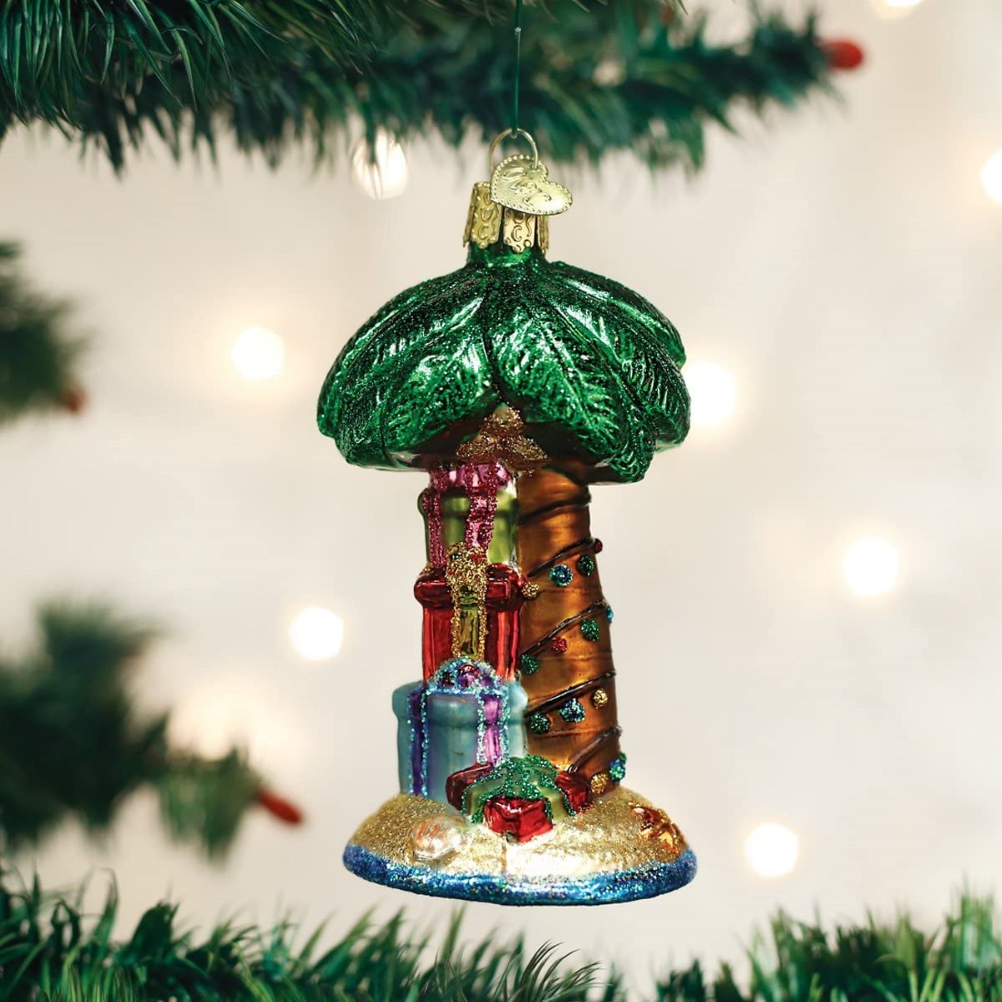 Old World Christmas Glass Blown Tree Ornament, Christmas Palm Tree