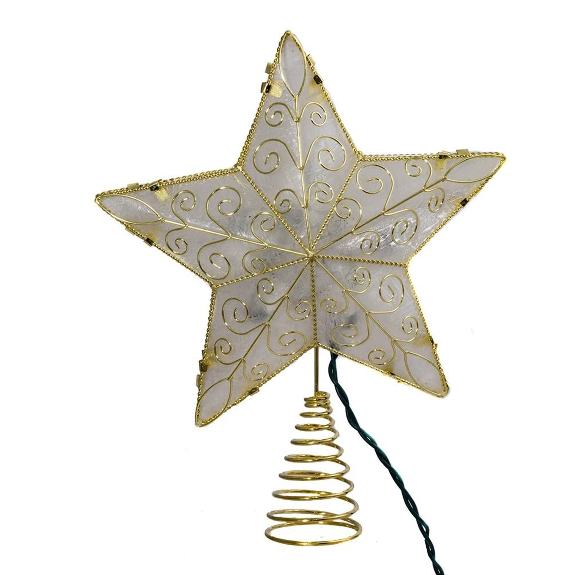 Kurt Adler 10-Light Gold Reflector Star Lighted Treetop, 8.5"