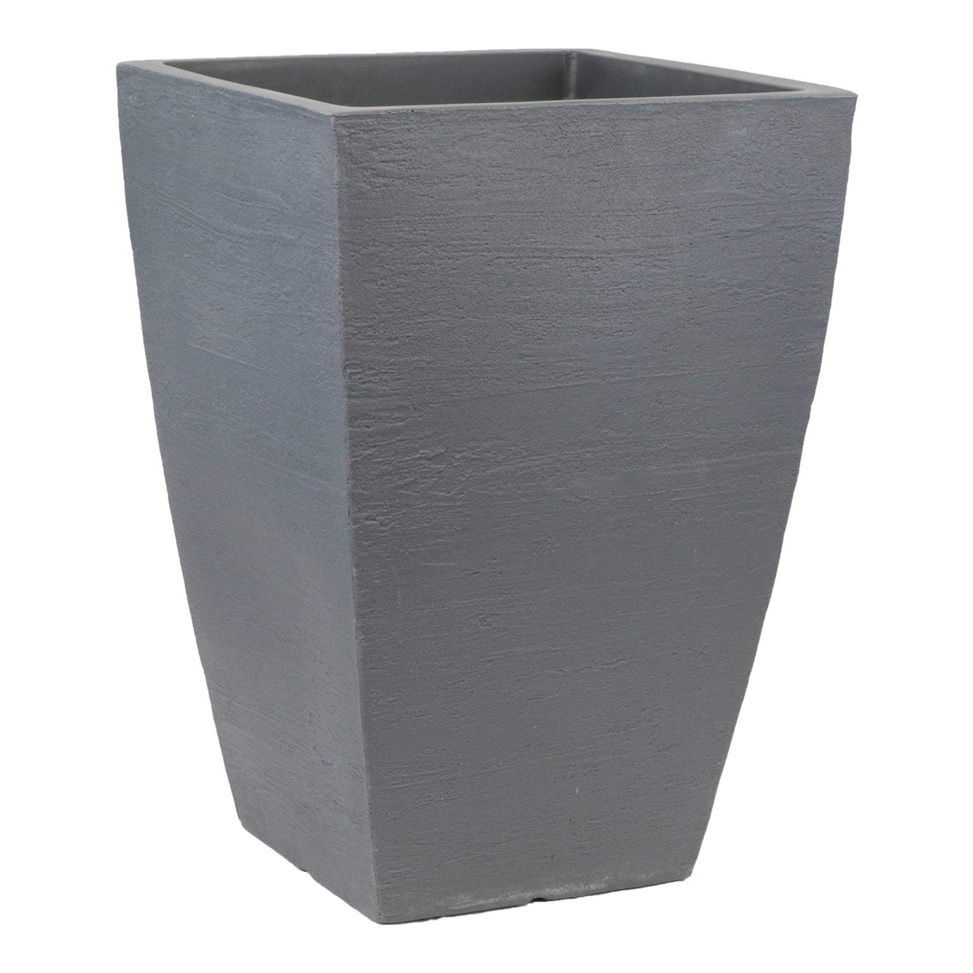 Tusco Modern Tall Slate Square Polyethylene Indoor/Outdoor Flower Pot Planter, Grey, 23"