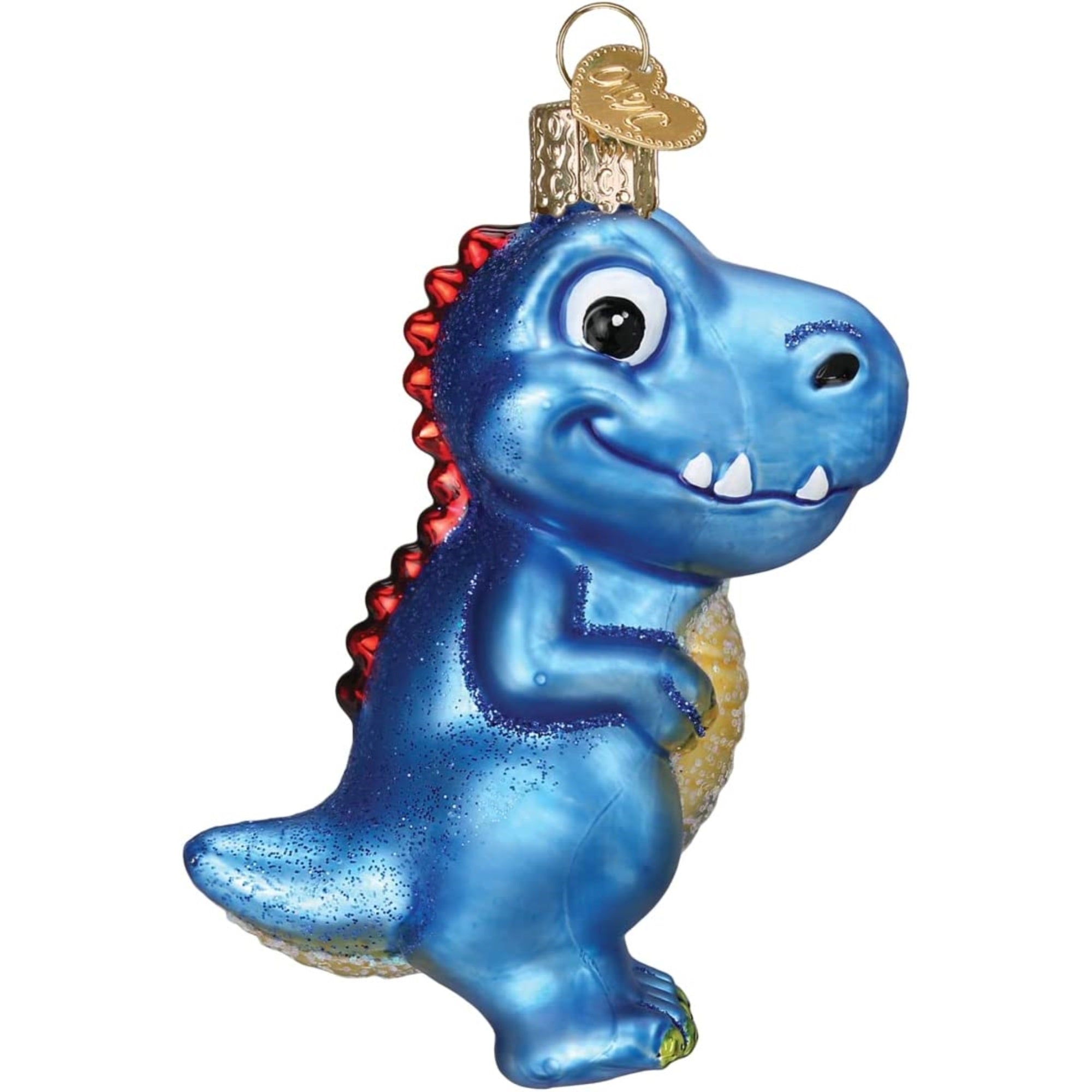 Old World Christmas Glass Blown A-Roarable Tyrannosaurus Ornament Blue, 3.5"