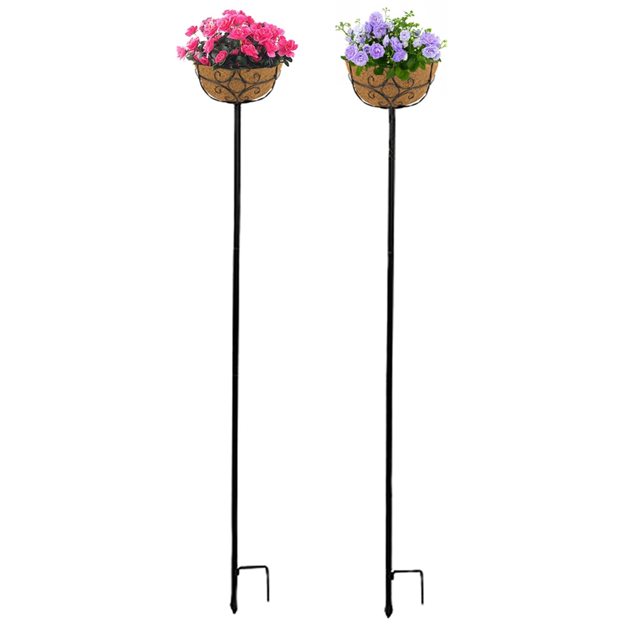 Panacea Black Planter Garden Pole Stake 69 x 10, Black, Coco Liner (Pack of 2)