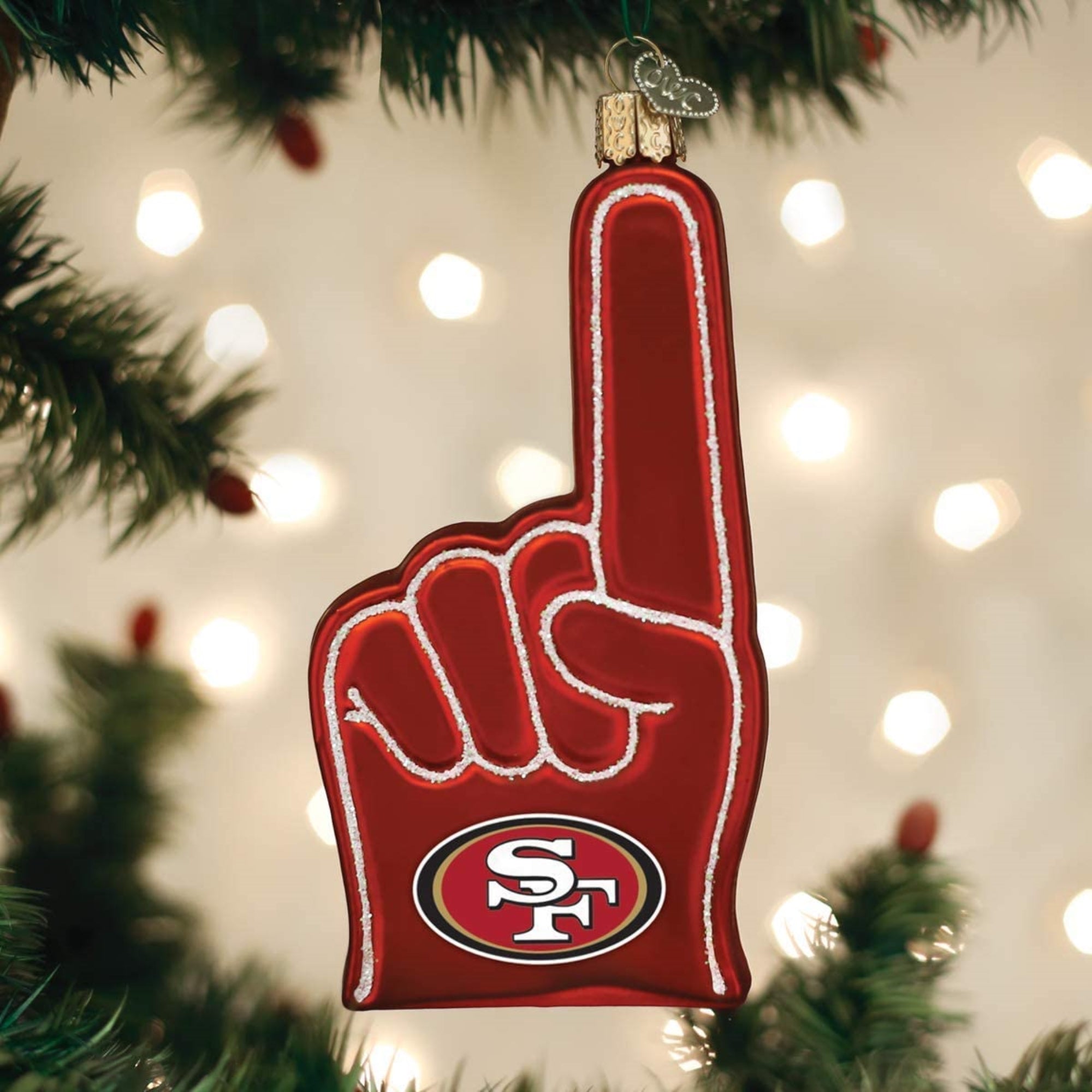 Old World Christmas San Francisco 49ers Foam Finger Ornament For Christmas Tree