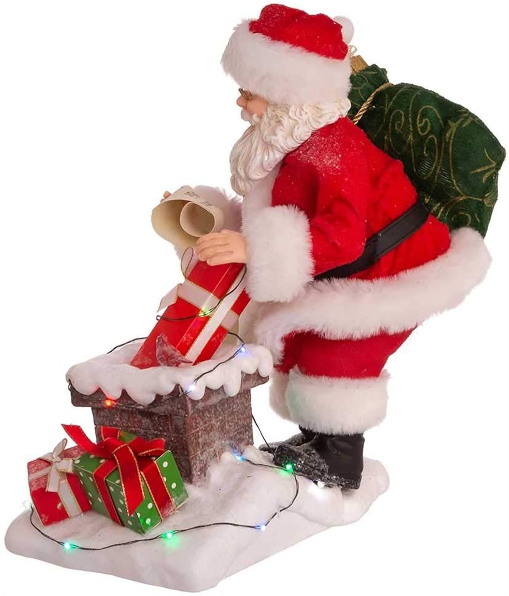 Kurt Adler Fabriché Collection, Battery Operated Lighted Chimney Santa, 10.5"