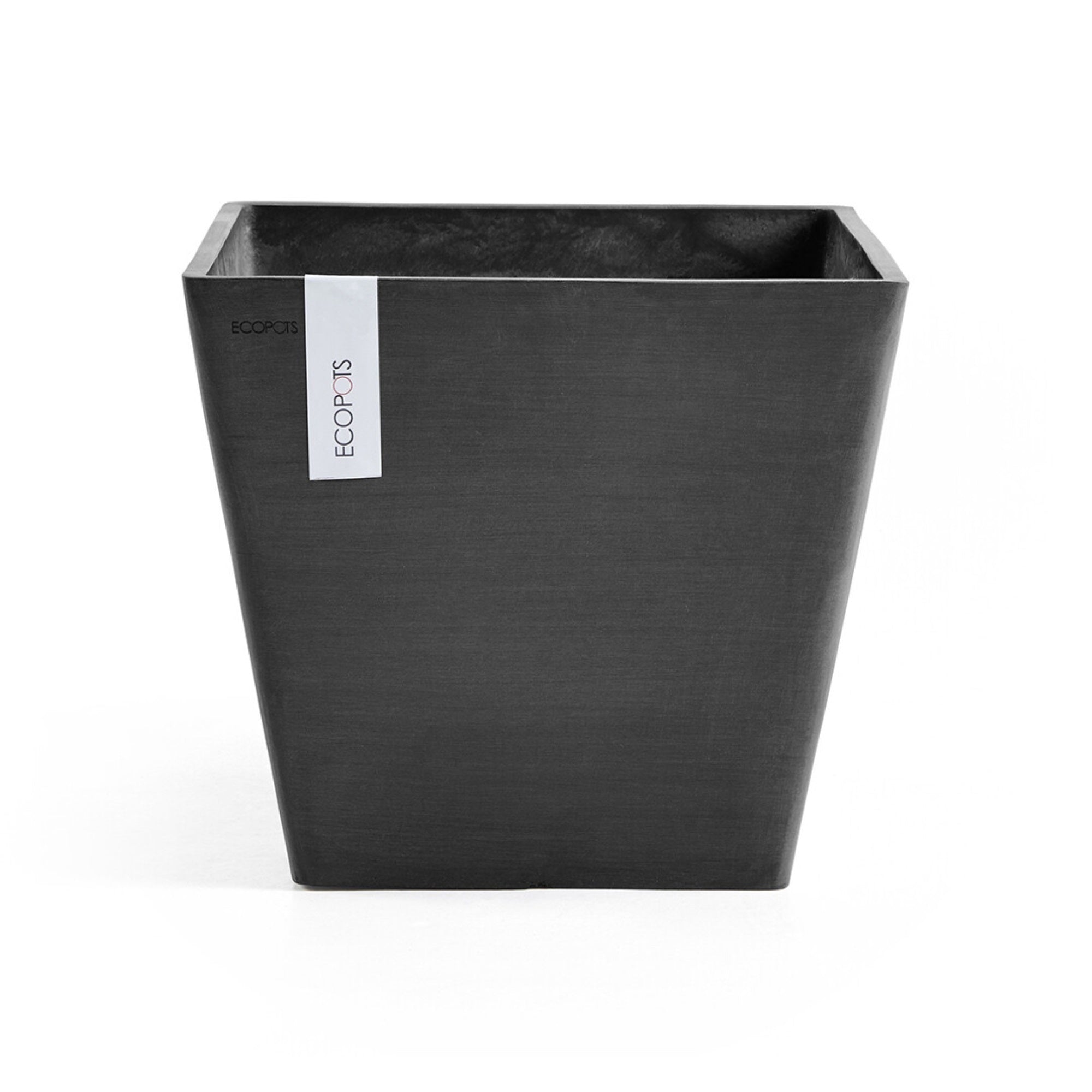 EcoPots Rotterdam Durable Indoor/Outdoor Modern Square Recycled Plastic Planter Flower Pot