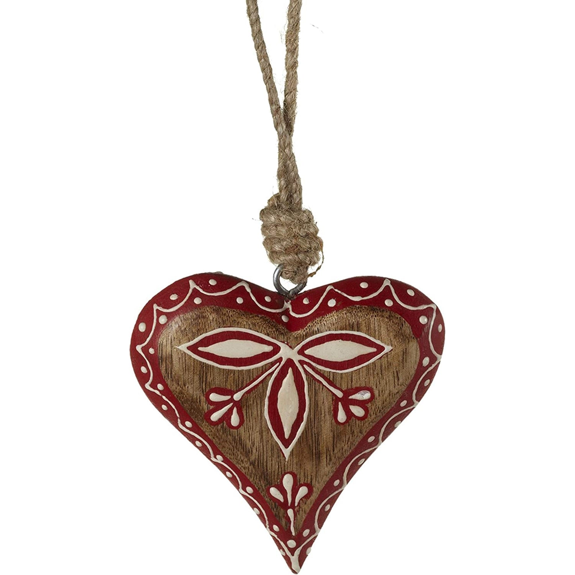 Ganz Leaf Pattern Wooden Heart Christmas Ornament