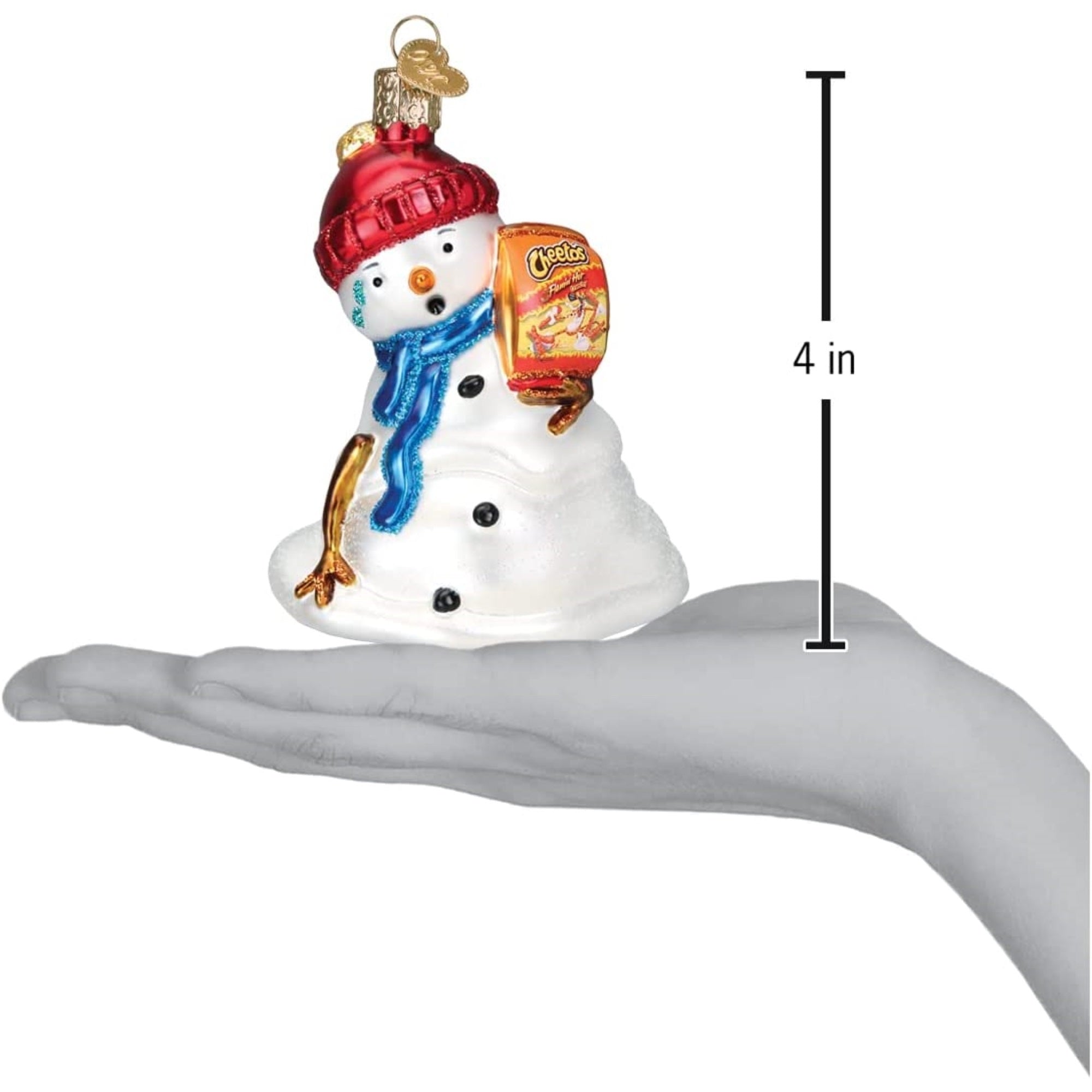 Old World Christmas Blown Glass Christmas Ornaments, Flamin Hot Cheetos Snowman