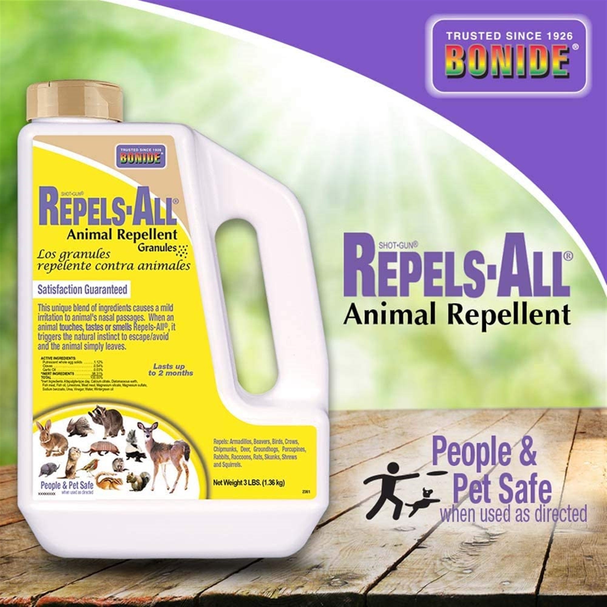 Bonide Products Repels-All Granules Animal Repellent, 3 lb