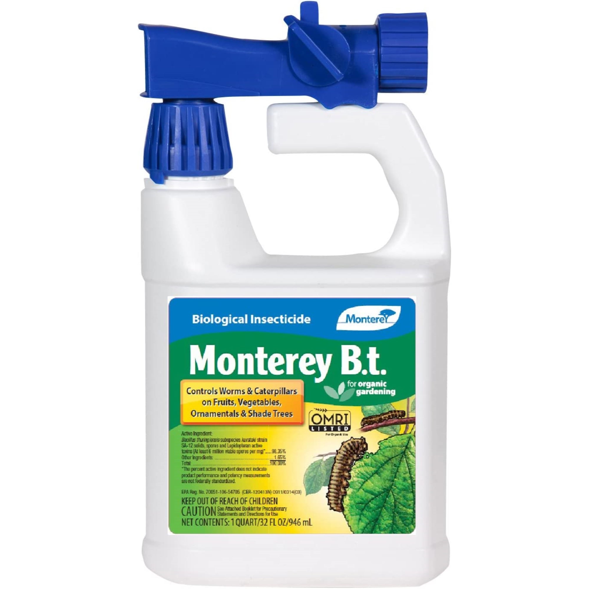 Monterey Bacillus Thuringiensis Biological Insecticide, Organic RTU, 32oz