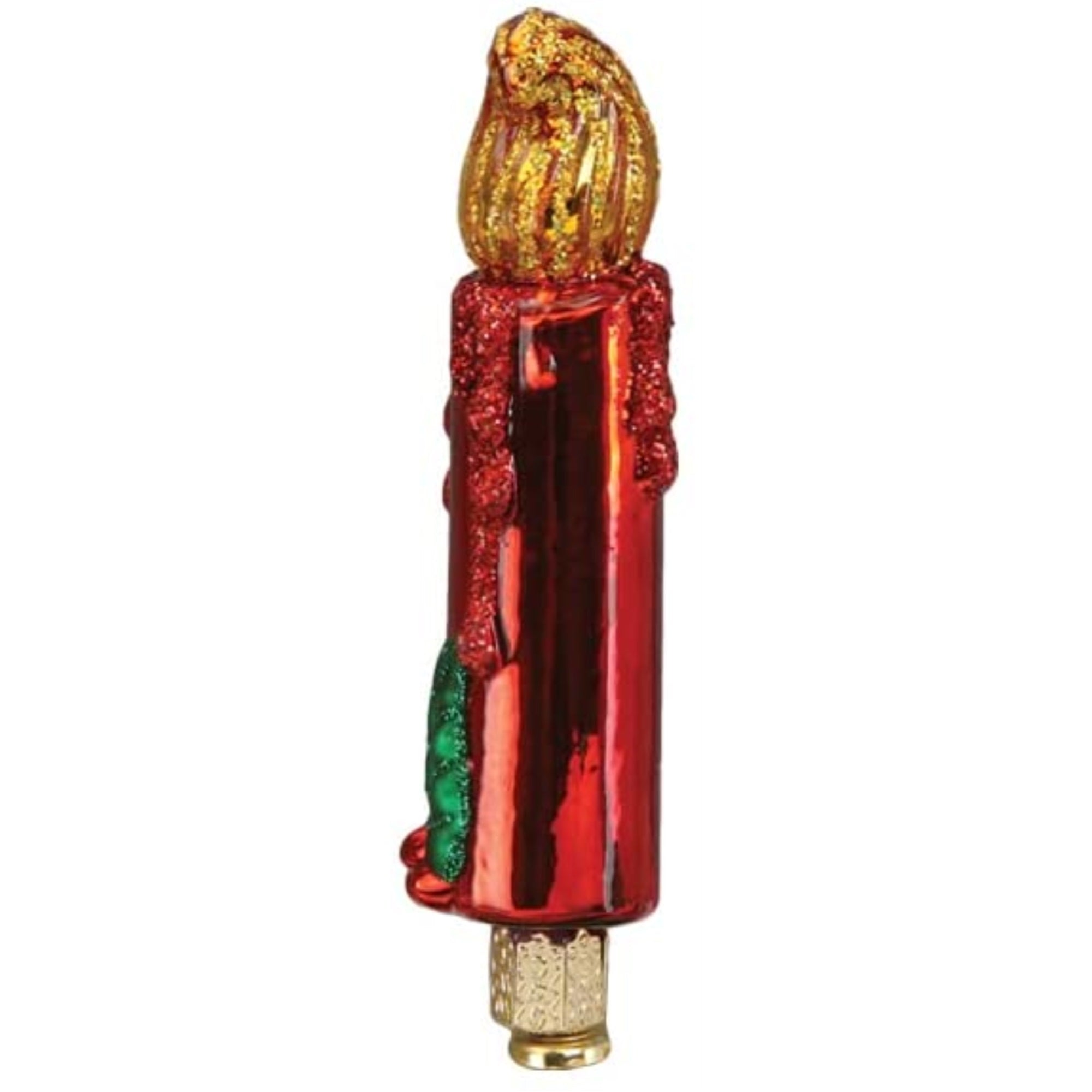 Old World Christmas Glass Blown Tree Ornament, Red Clip-on Candle