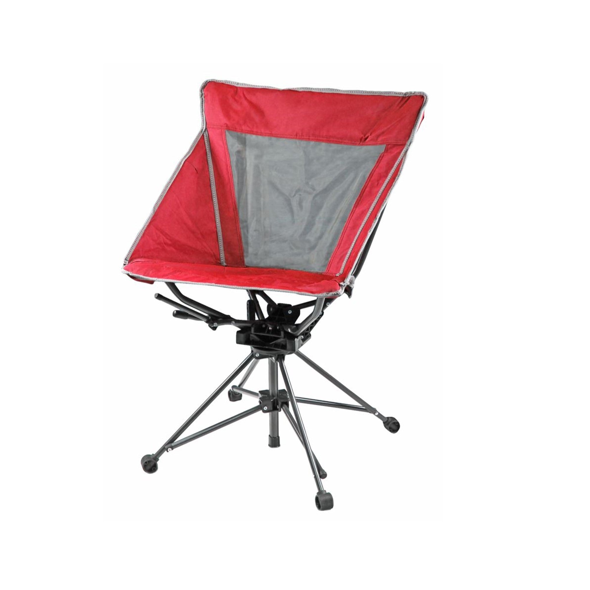 Garden Elements Tall Back Swivel Camping Patio Polyester Chair, Mesh Seat, Red (Pack of 1)