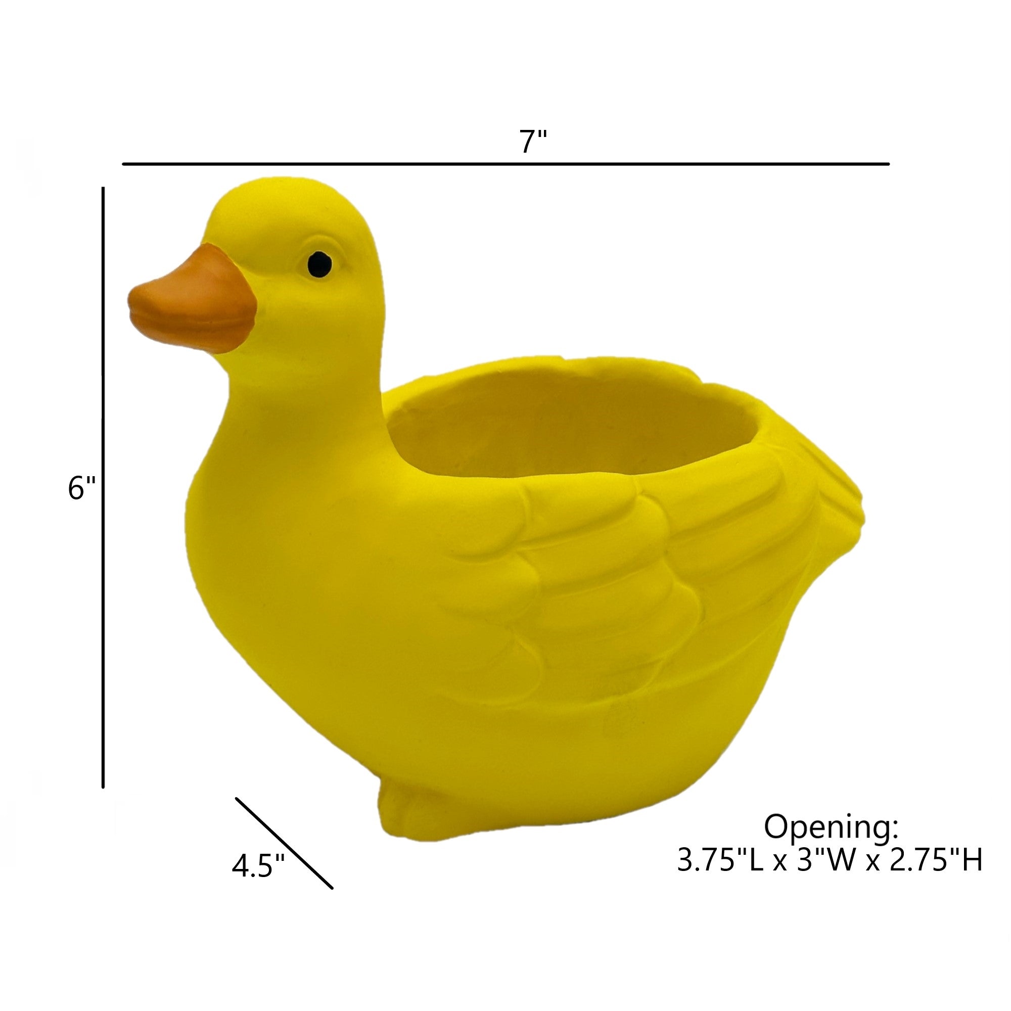 Classic Home and Garden Indoor Outdoor Cement Duck Planter, Yellow, 7"