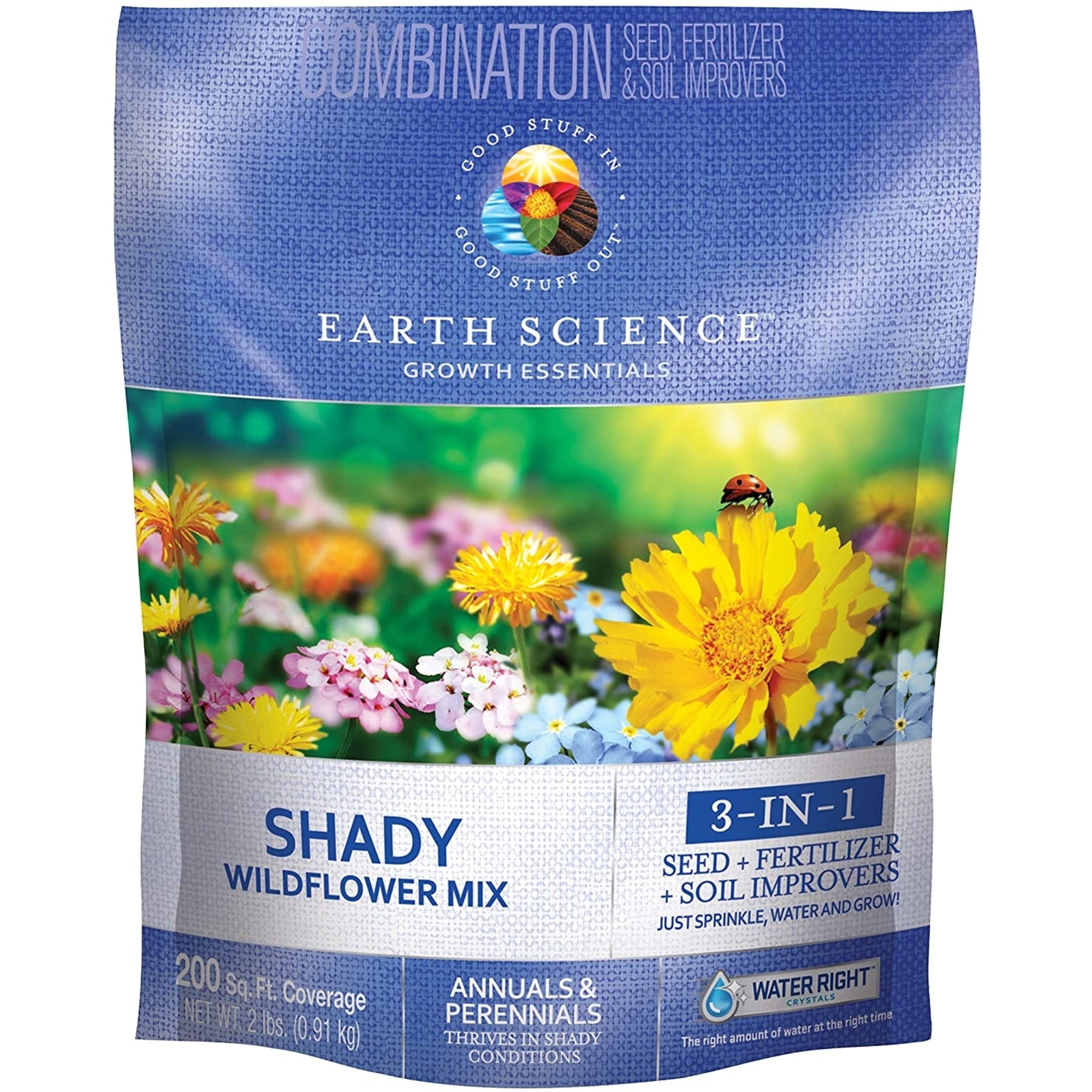 Earth Science Grown Essentials Wildflower Shady Mix, 3-in-1 Formula, 2lb bag