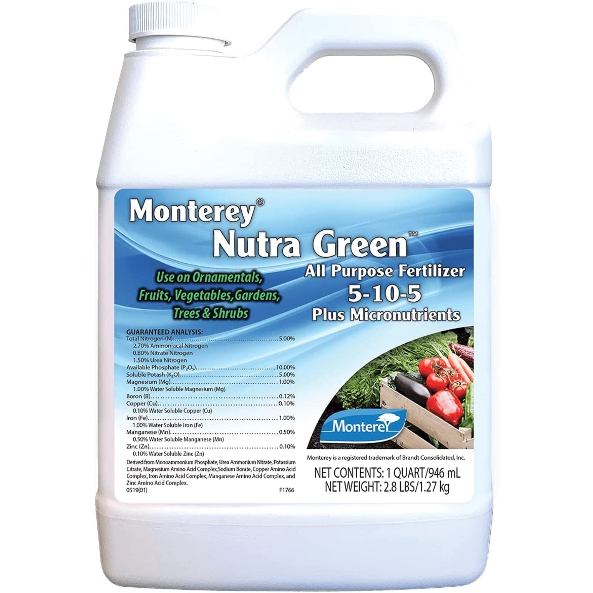Monterey Concentrate Nutra Green All Purpose Fertilizer 5-10-5 + Micro, 1 Quart