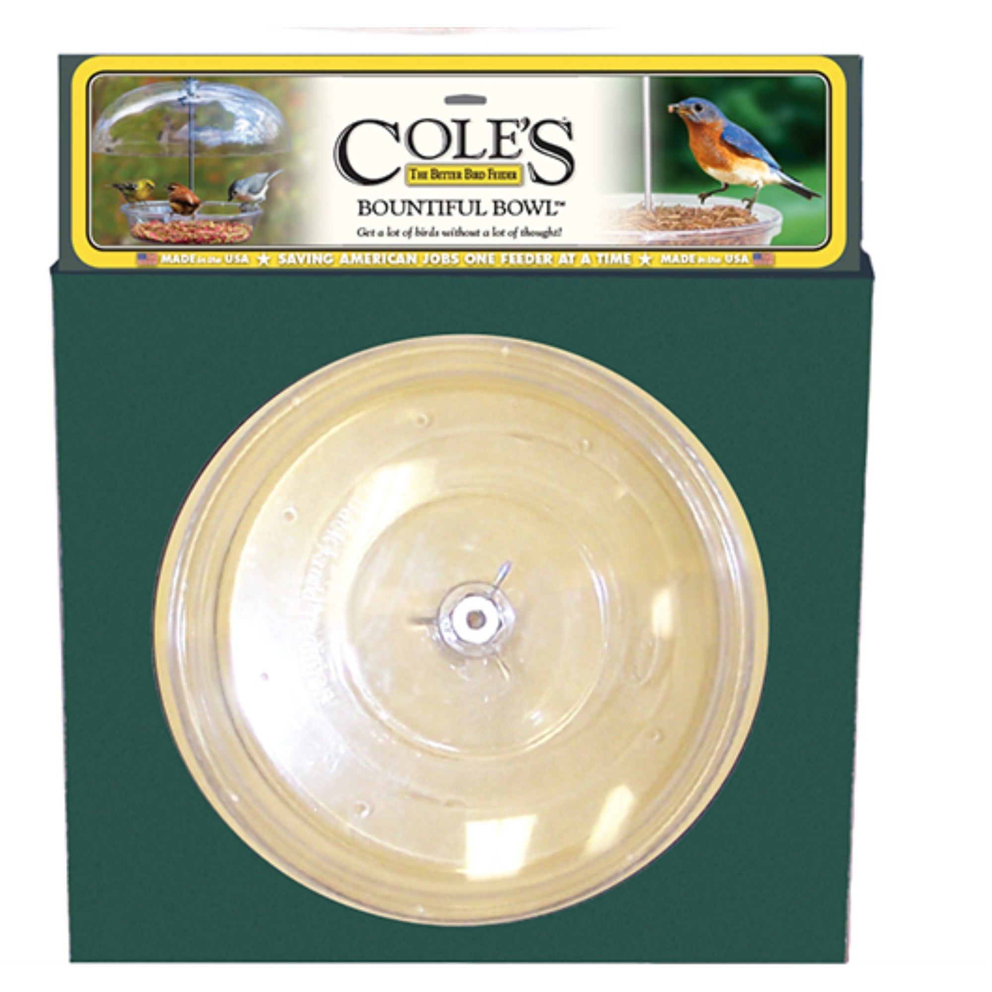 Cole's Bountiful Bowl Wild Bird Bowl Feeder with Adjustable Dome, Clear Polycarbonate, 12"