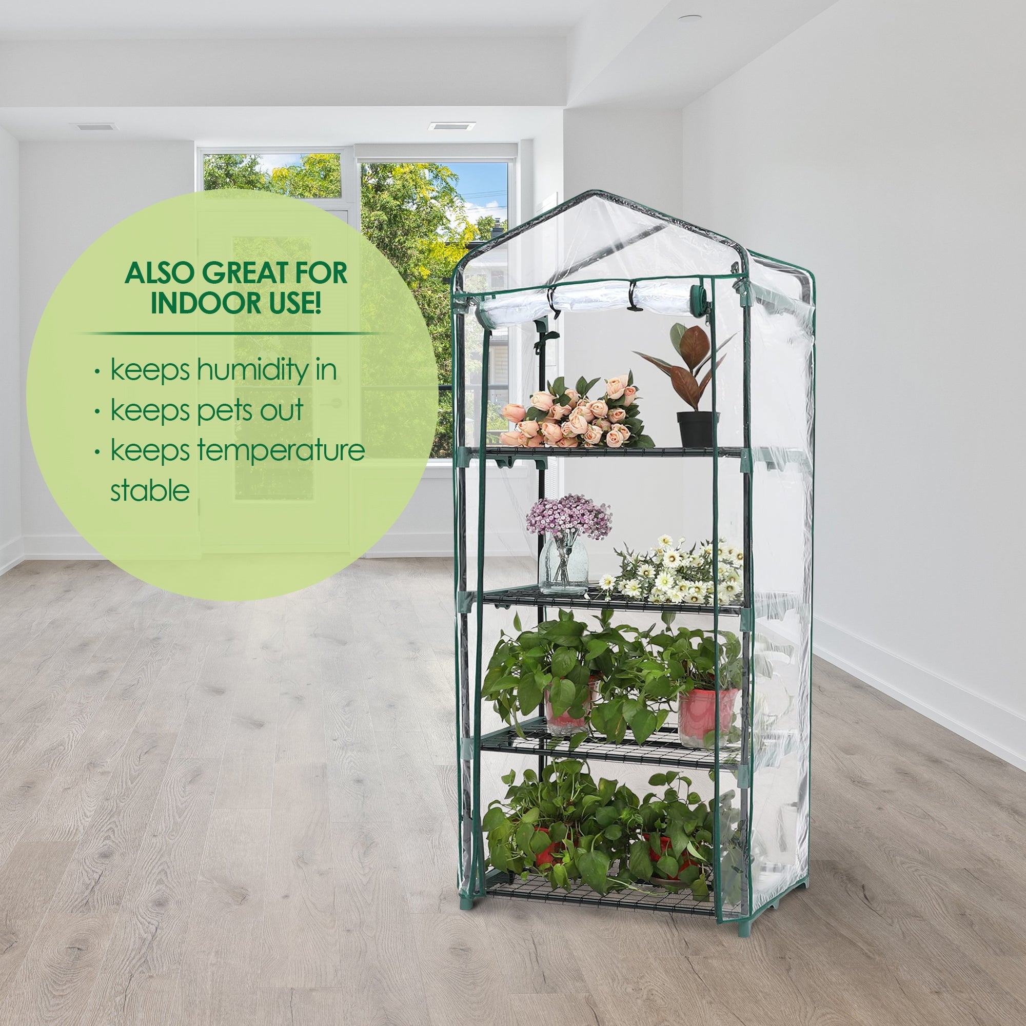 Garden Elements Personal Plastic Indoor Standing Greenhouse For Seed Starting and Propagation, Frost Protection, Clear, Small, 27" x 19" x 62"