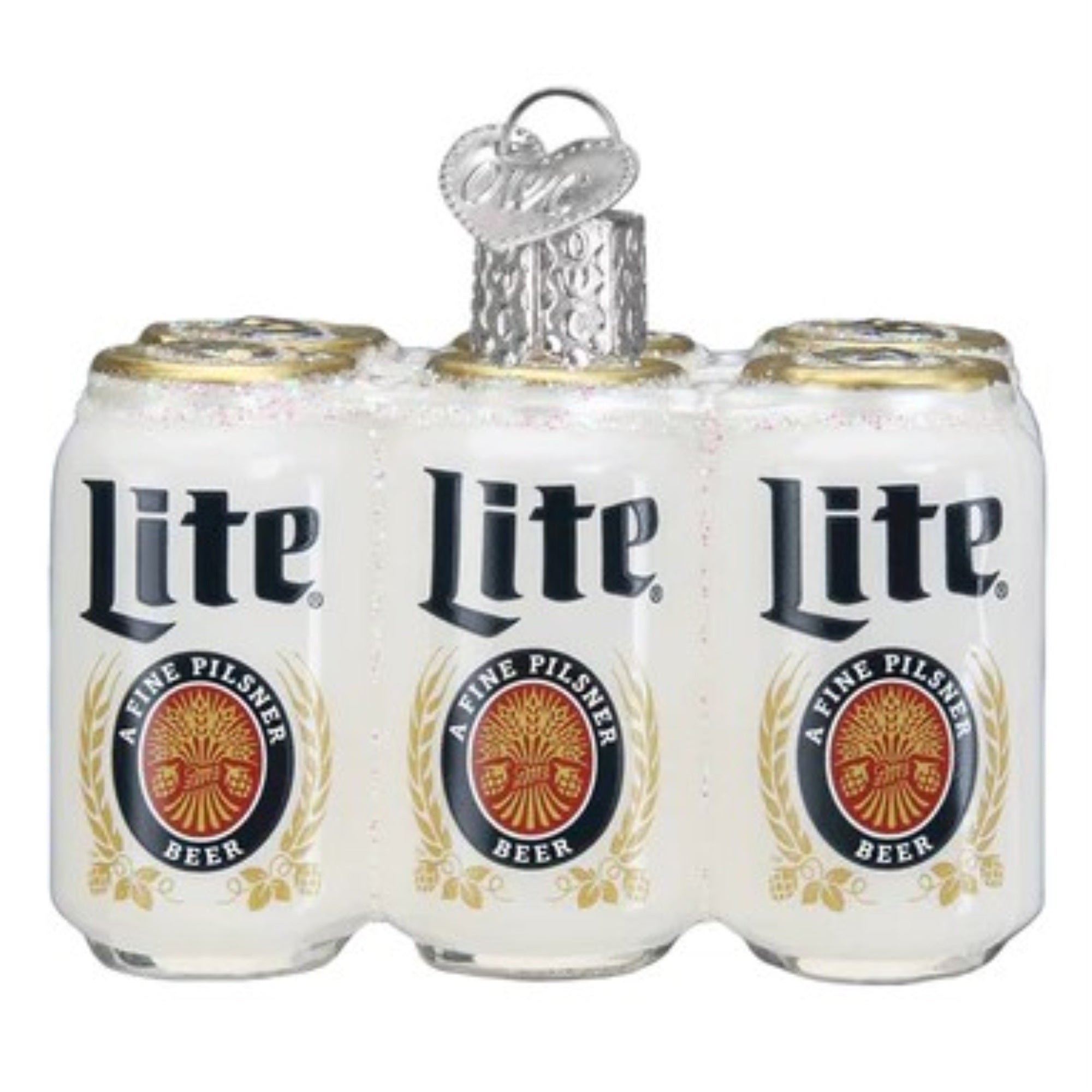 Old World Christmas Blown Glass Christmas Ornament, Miller Lite Beer Six Pack