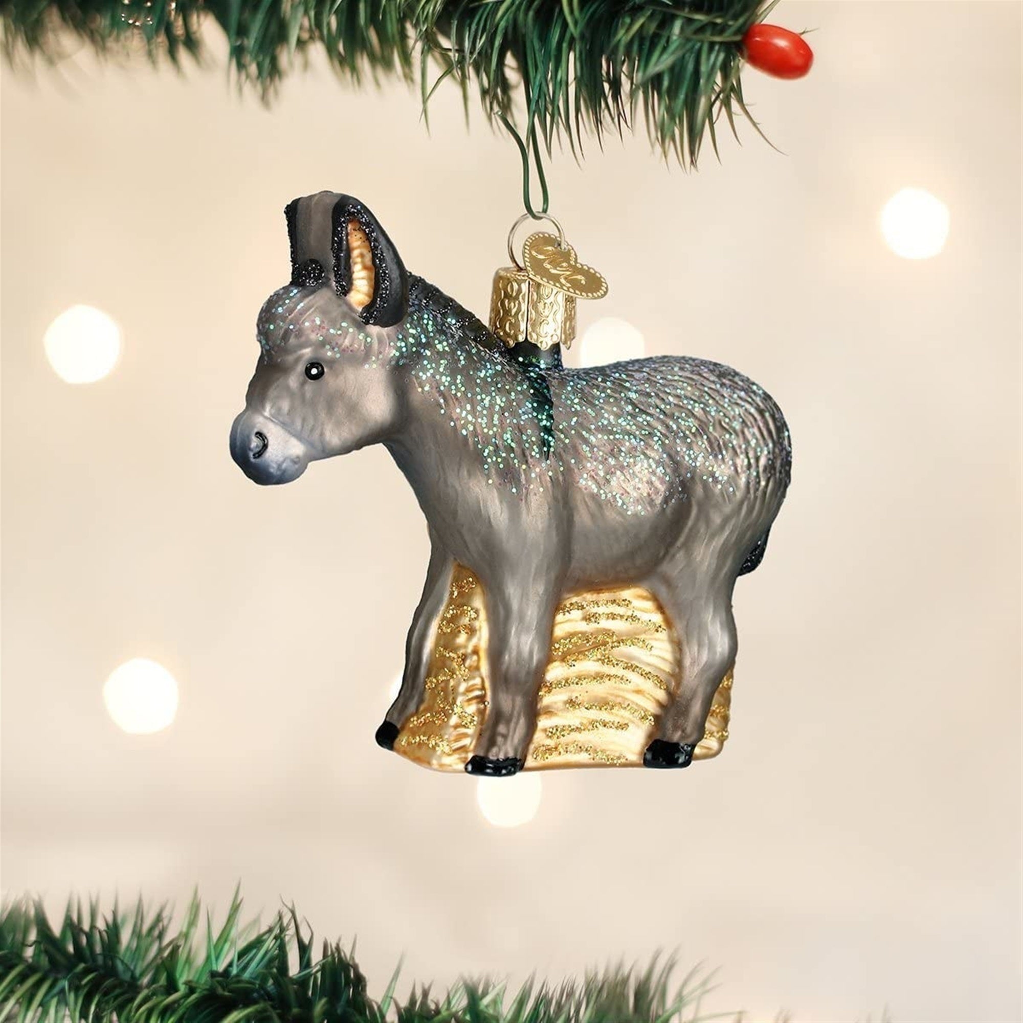 Old World Christmas Ornaments Farm Animals Glass Blown Ornaments for Christmas Tree Donkey