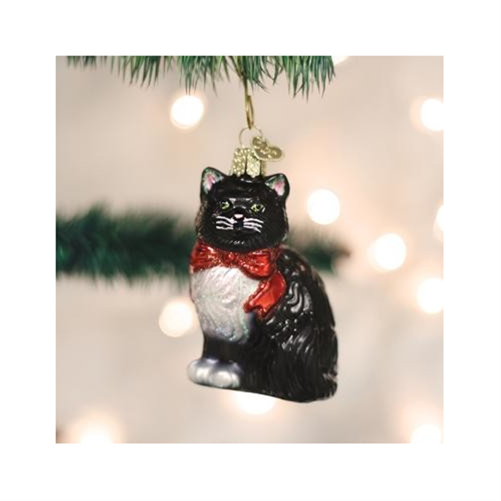 Old World Christmas Blown Glass Christmas Ornament, Tuxedo Kitty