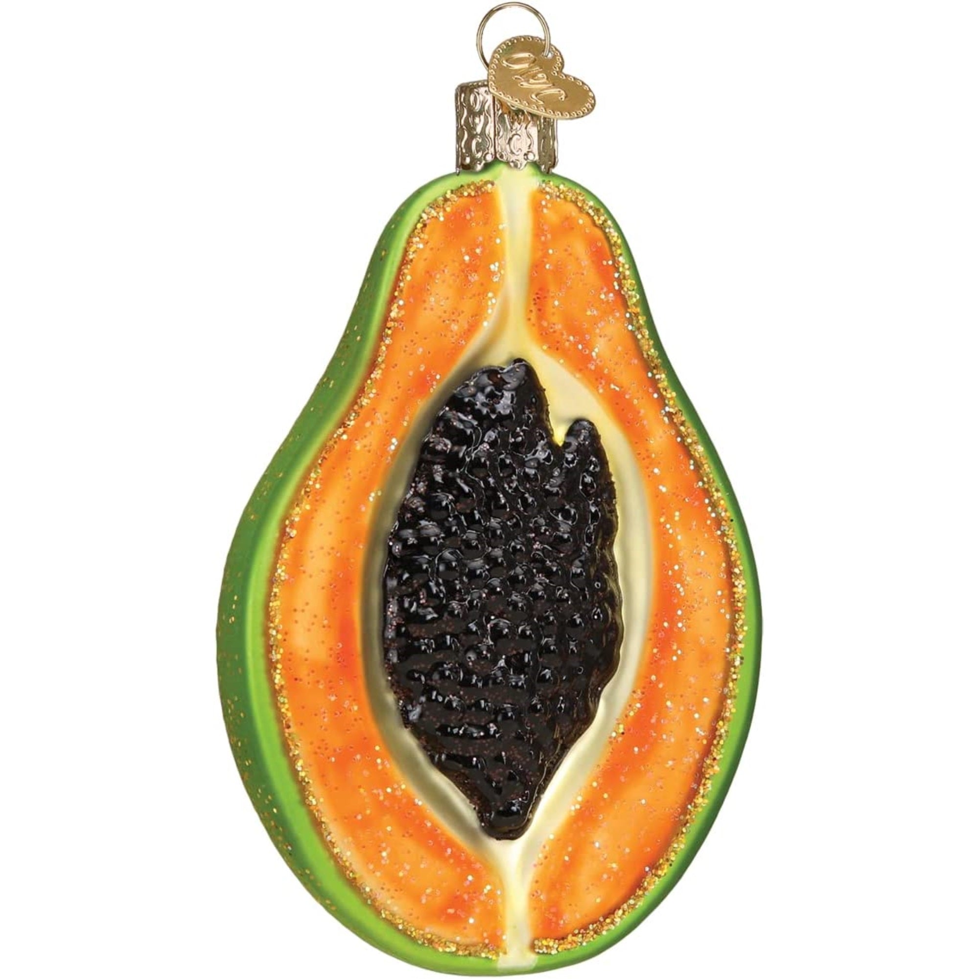 Old World Christmas Glass Blown Papaya Ornament, 3.5"