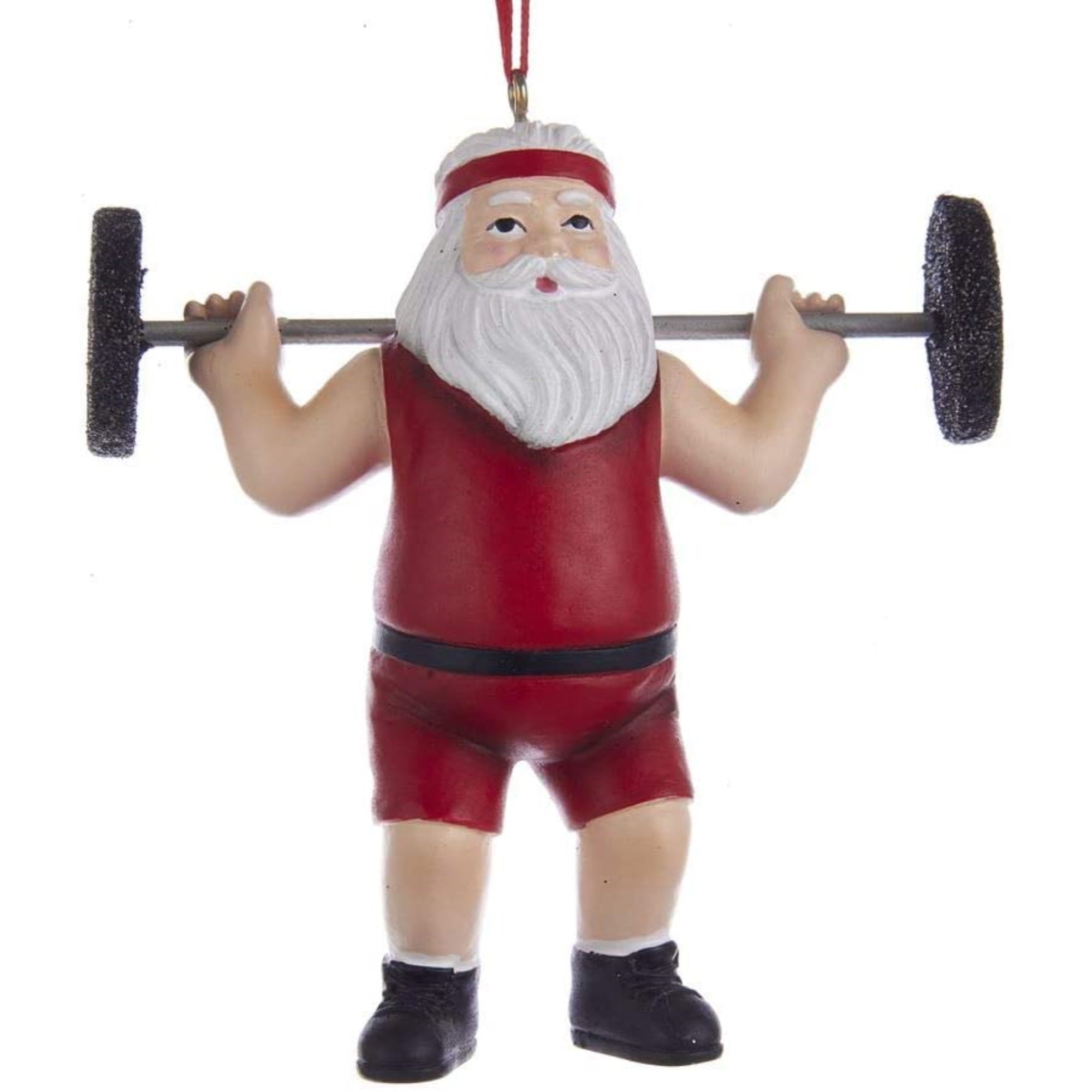Kurt Adler Resin Christmas Tree Ornament, Santa Weightlifter