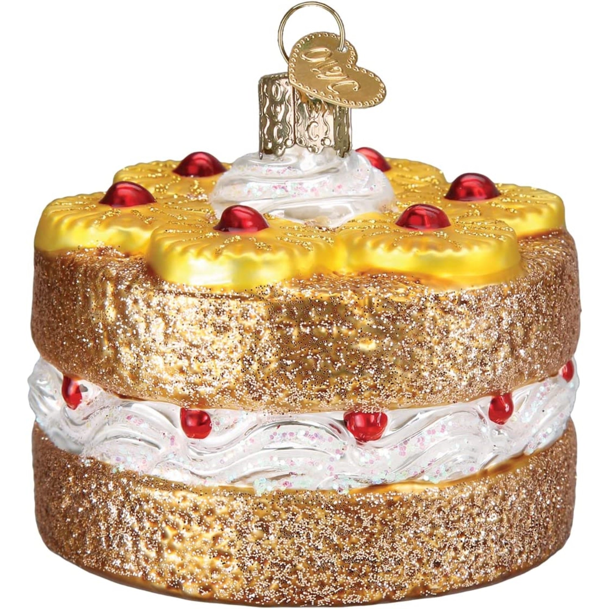 Old World Christmas Glass Blown Pineapple Upside Down Cake Ornament, 2.75"